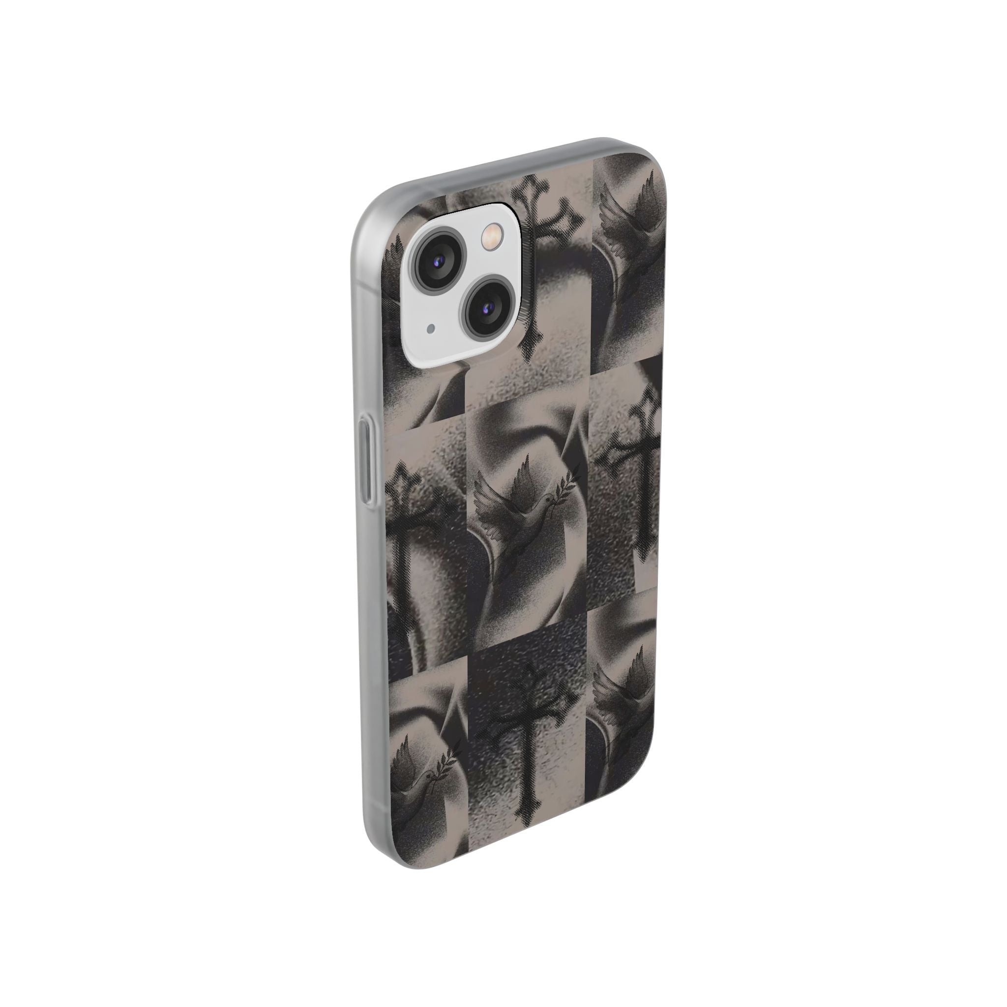 Phone Case — Dove & Cross Checkerboard Design