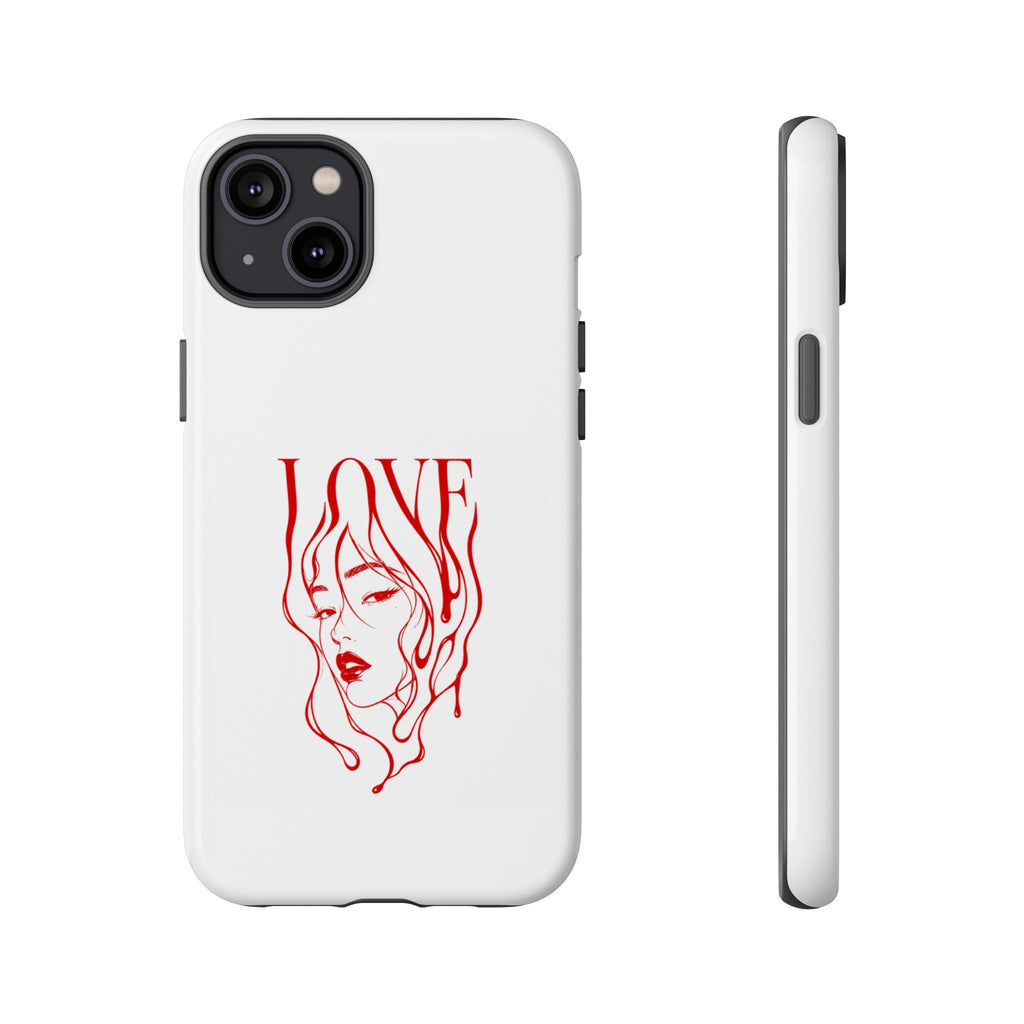 Red Line Art 'Love' Face Design - Tough Case