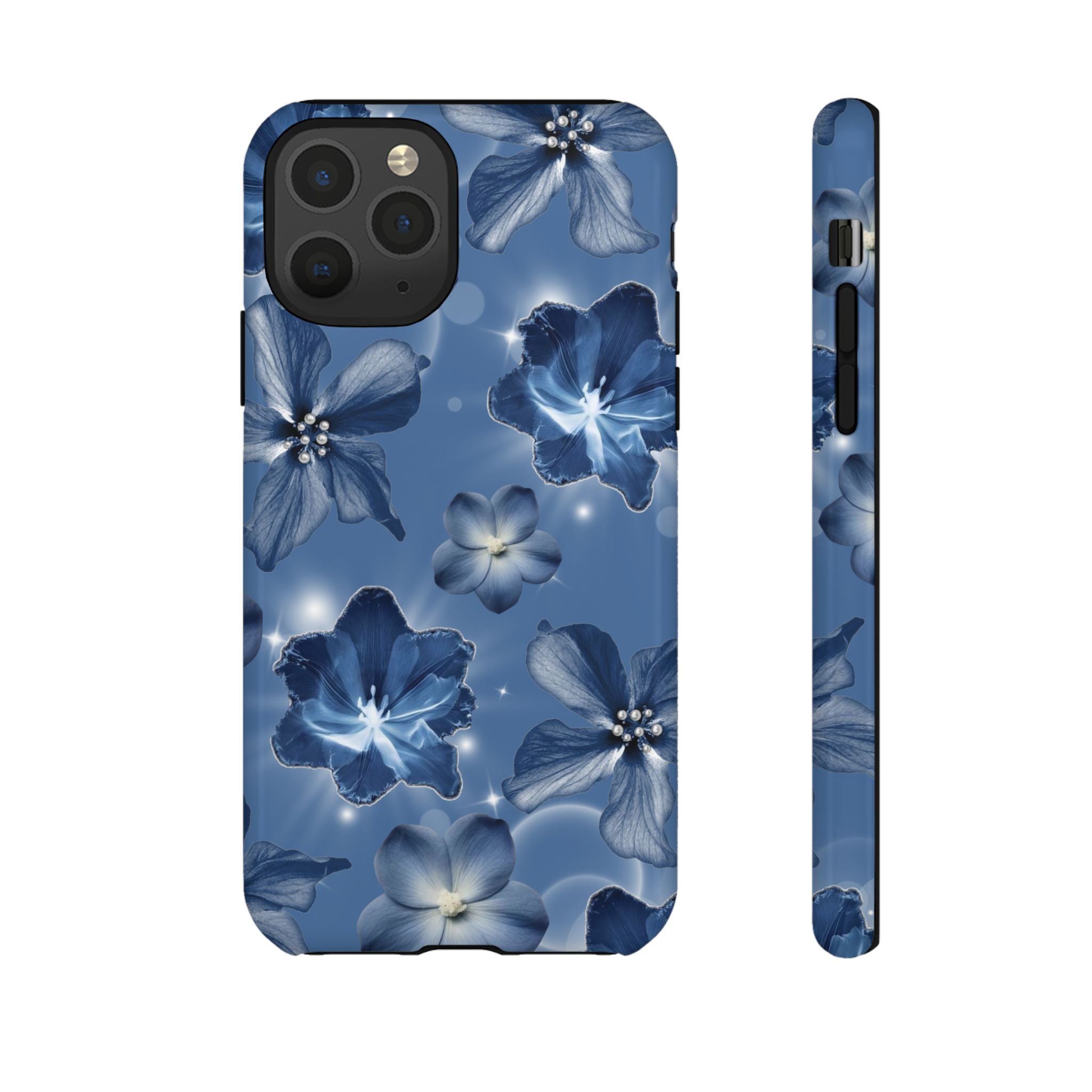 Blue Floral Tough Phone Case — Protective Blossom Design