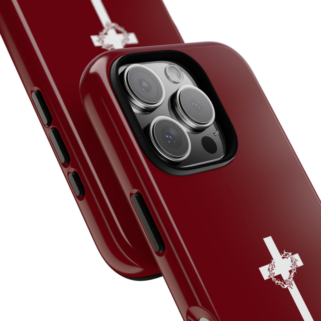 God's Plan — Christian Tough Phone Case | Cross Faith Burgundy Cover