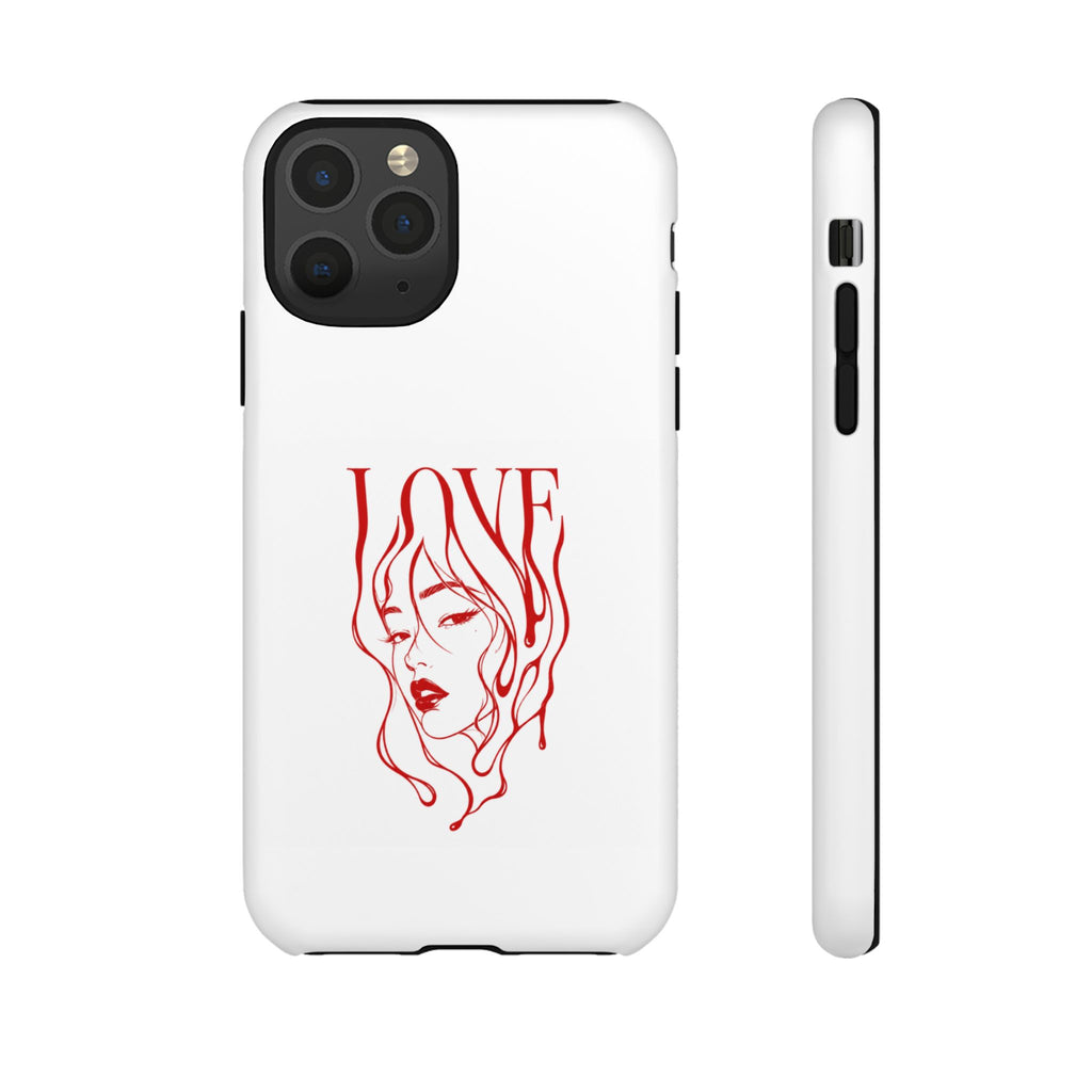 Red Line Art 'Love' Face Design - Tough Case