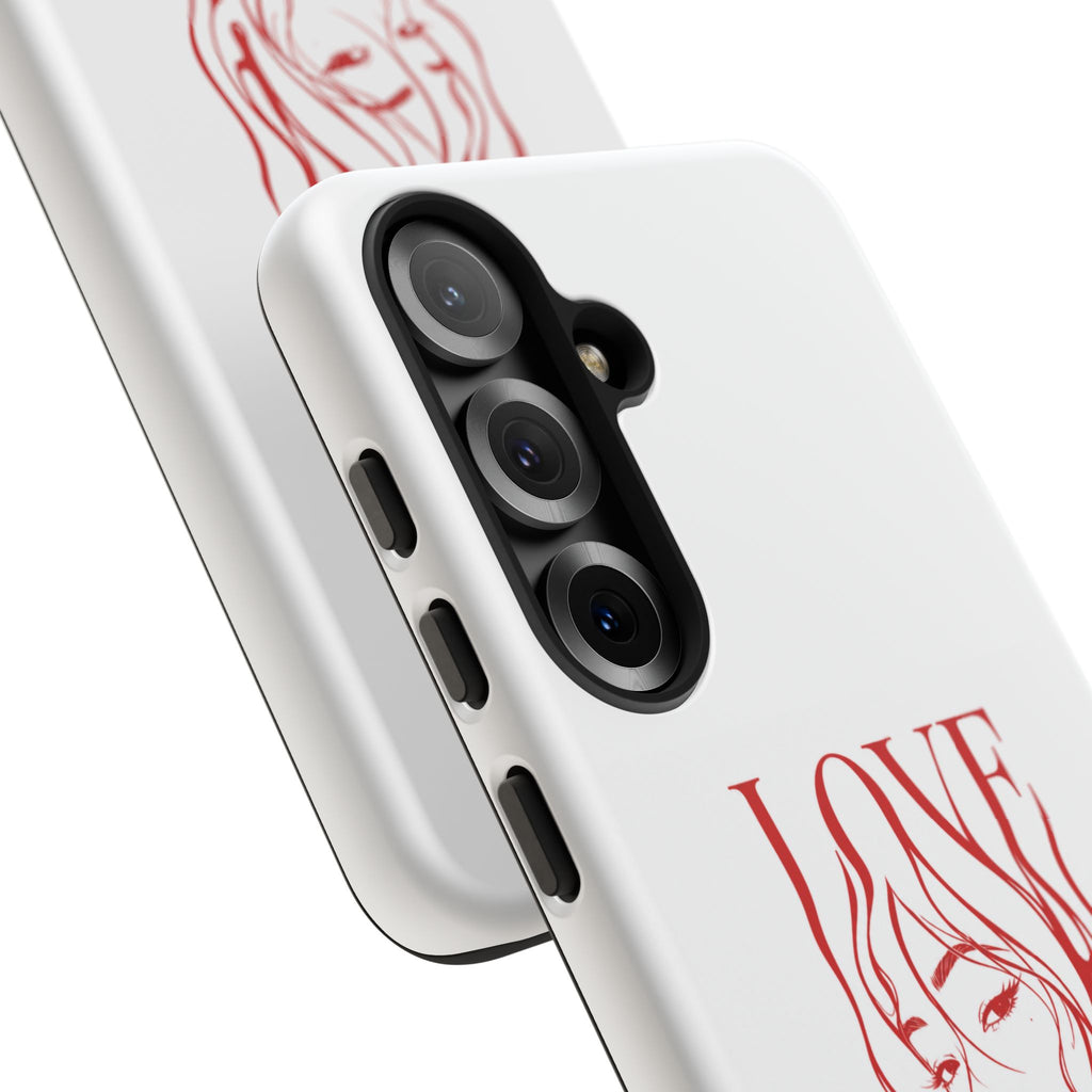 Red Line Art 'Love' Face Design - Tough Case