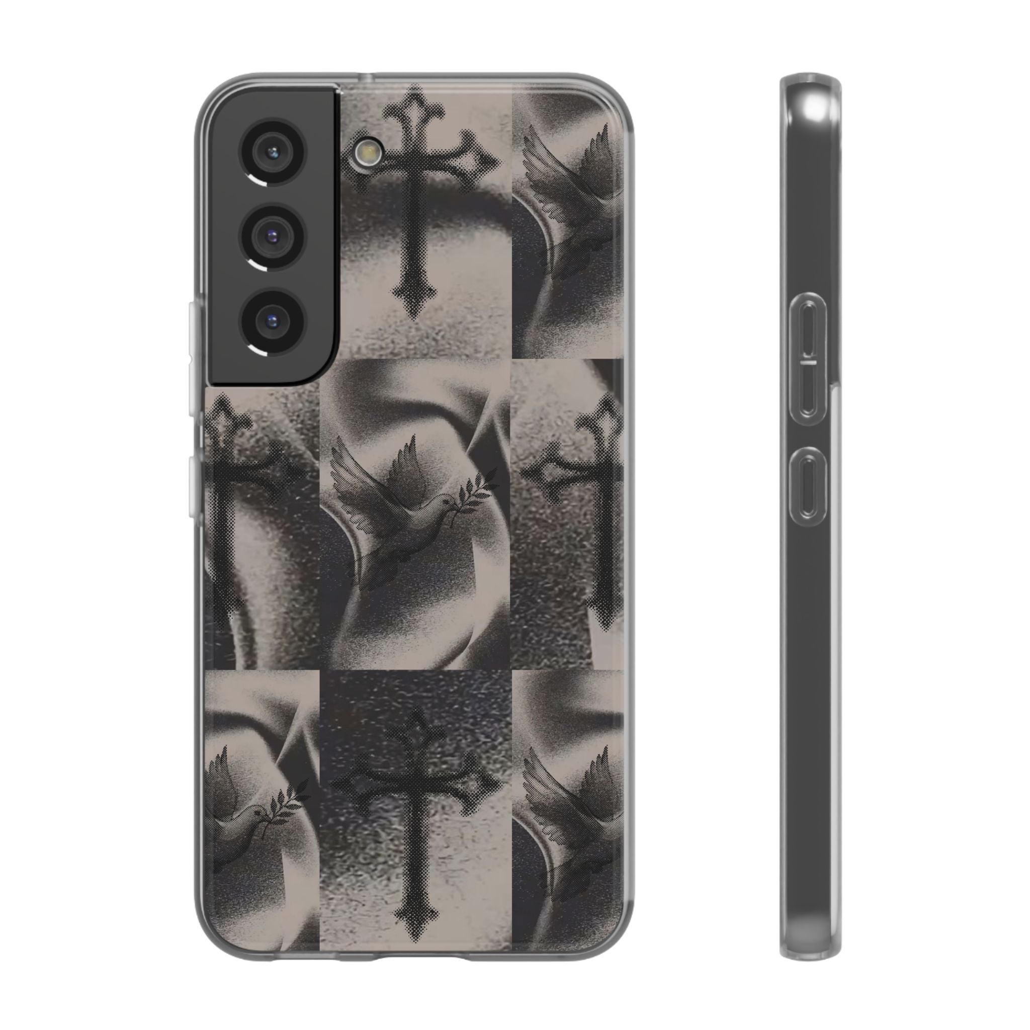 Phone Case — Dove & Cross Checkerboard Design