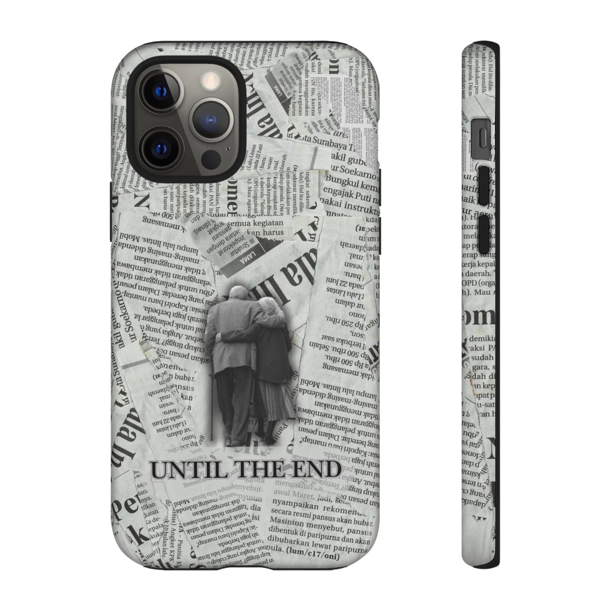Until the End Newspaper Collage Phone Case