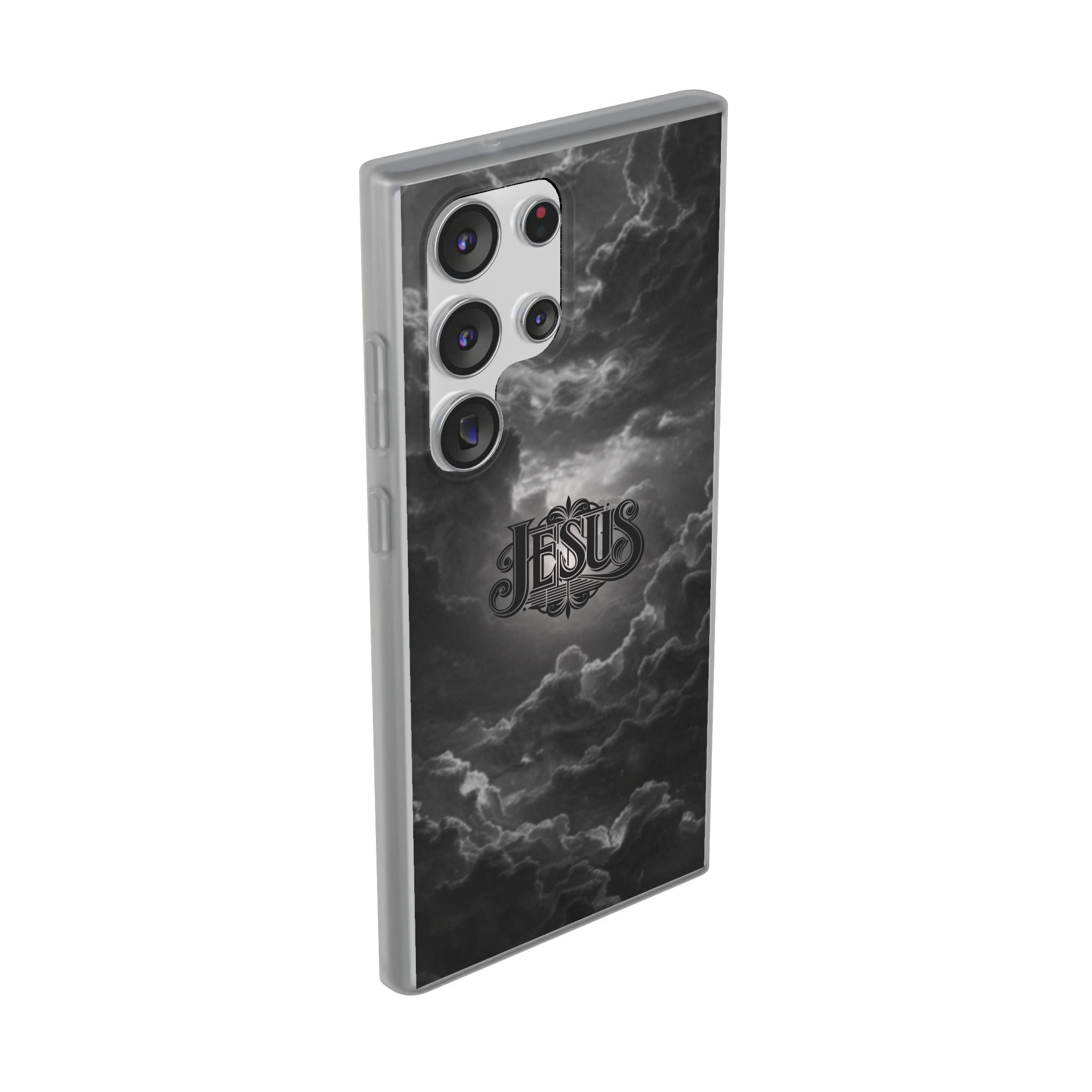 Jesus Cloud Phone Case — Faith-Inspired Flexi Case with 'Jesus' Script