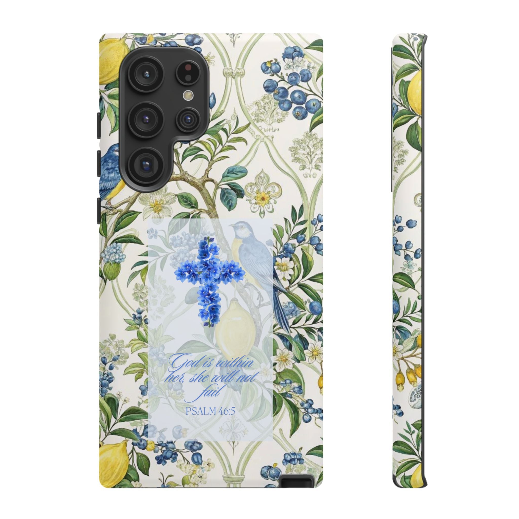 Floral Cross Tough Phone Case — Psalms Blessing Protective Cover