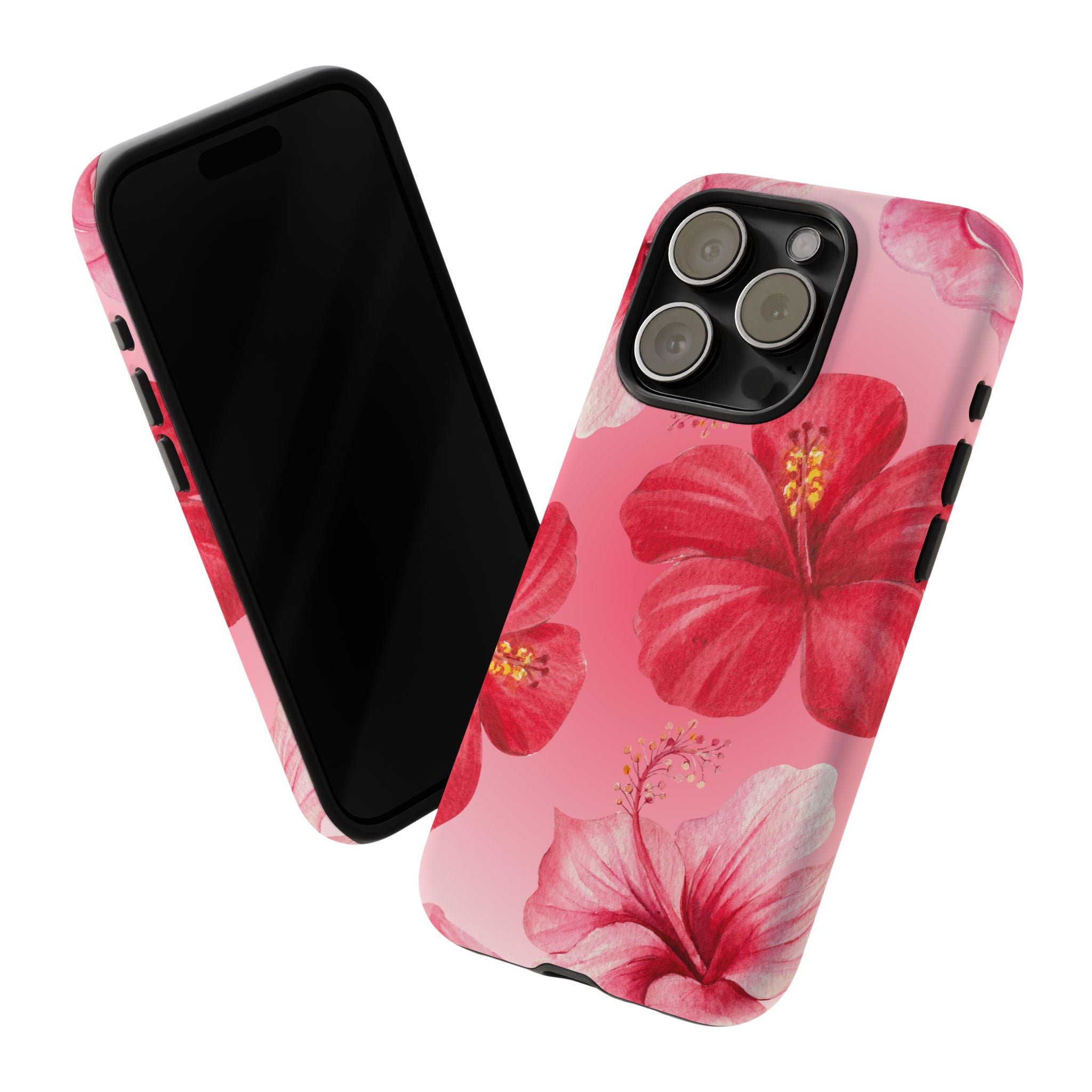 Hibiscus Pink Tough Phone Case — Floral Tropical Protective Cover