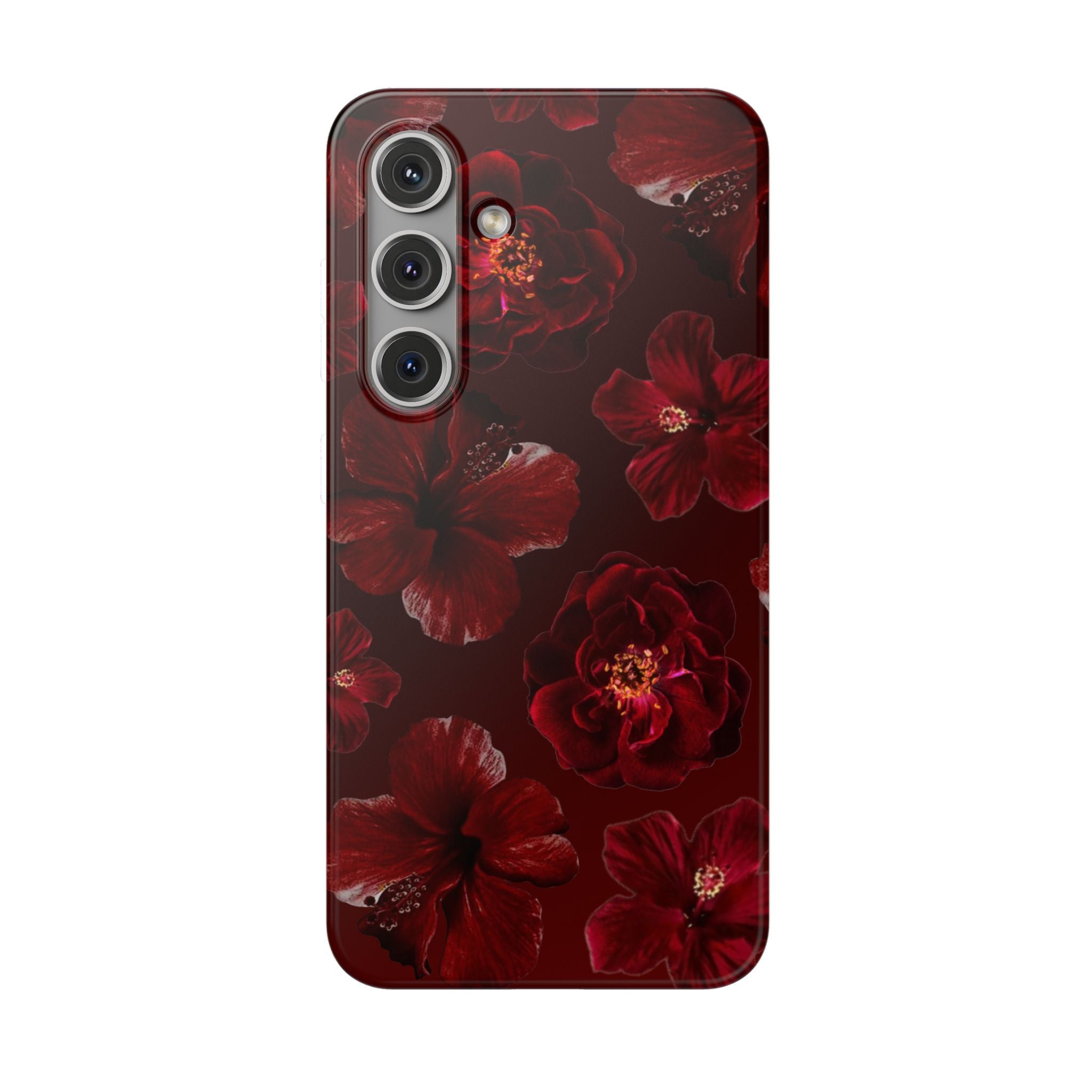 Red Floral Flexi Case — Dark Rose Phone Case