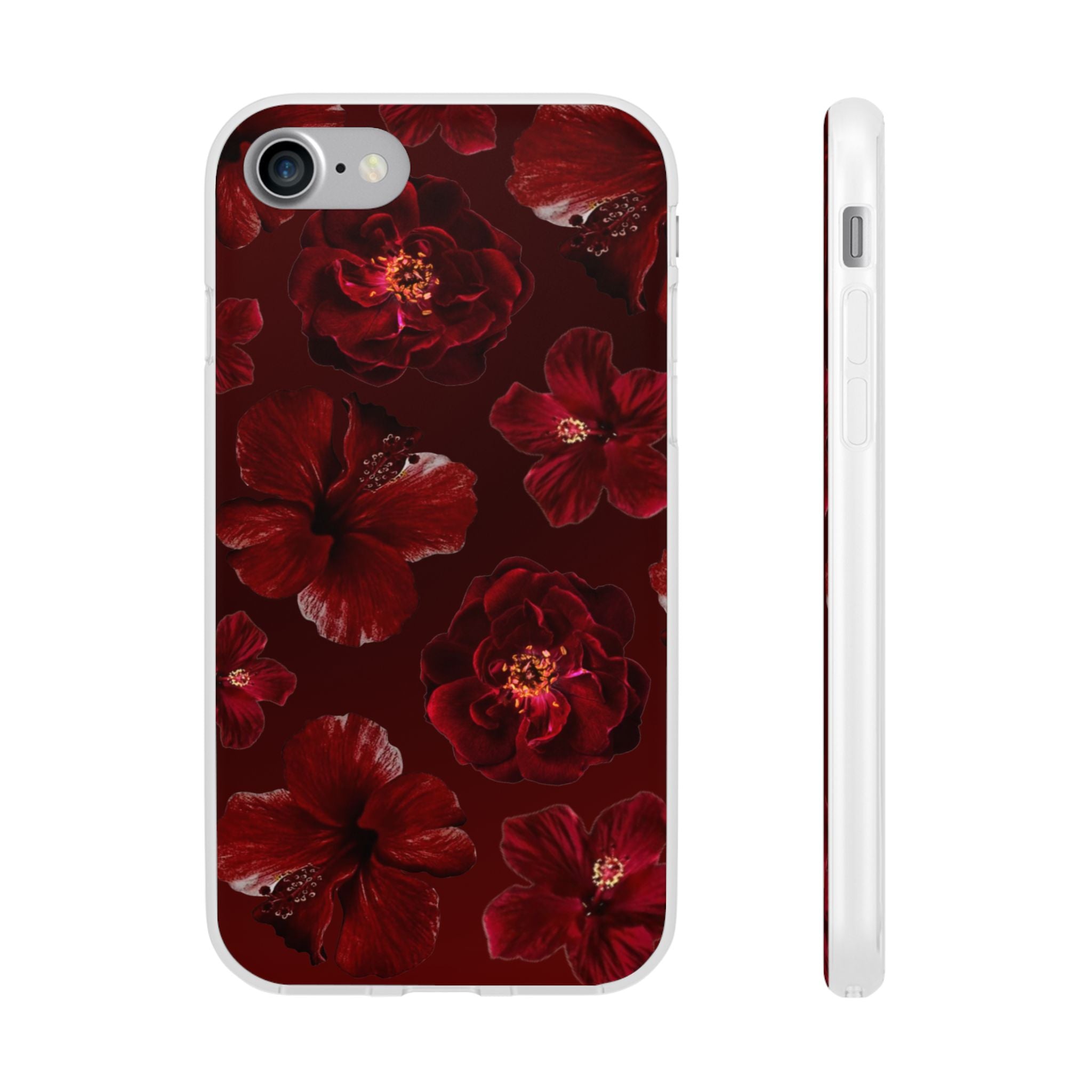 Red Floral Flexi Case — Dark Rose Phone Case