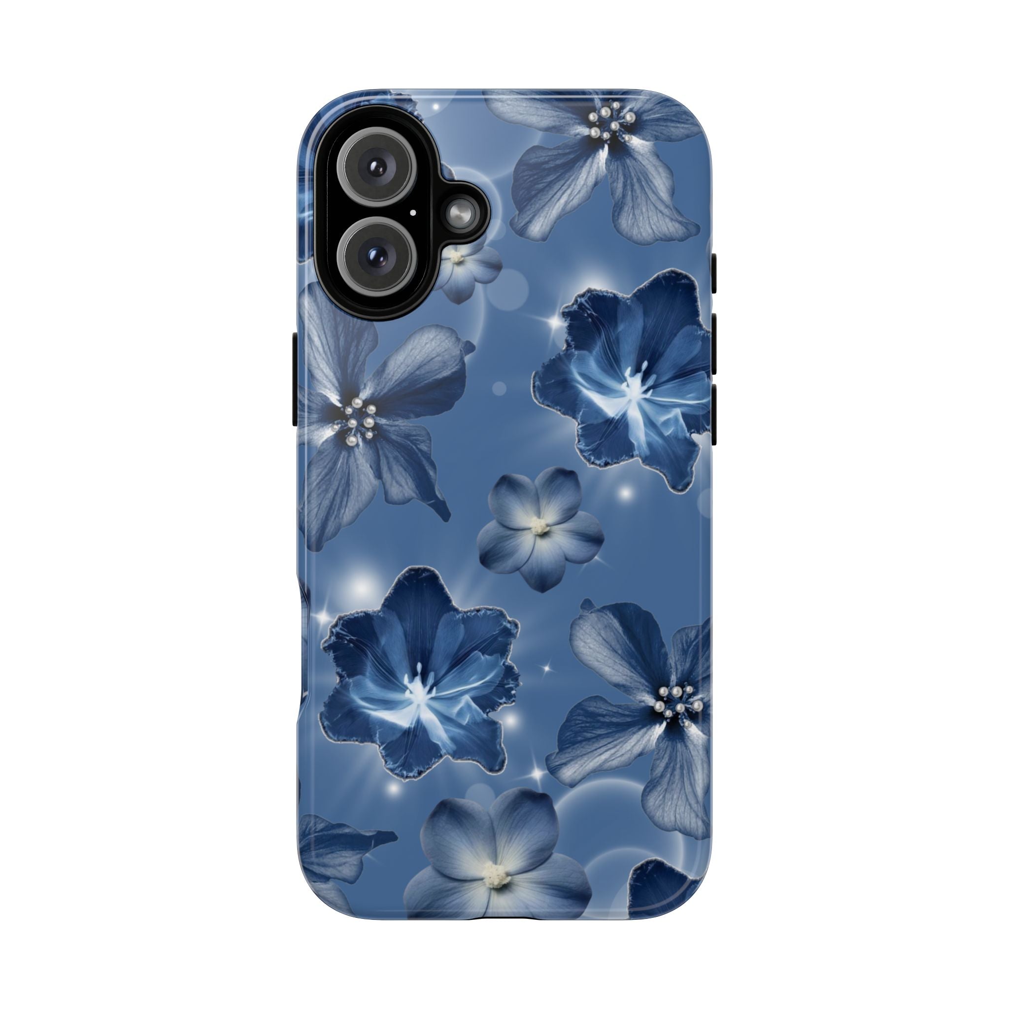 Blue Floral Tough Phone Case — Protective Blossom Design