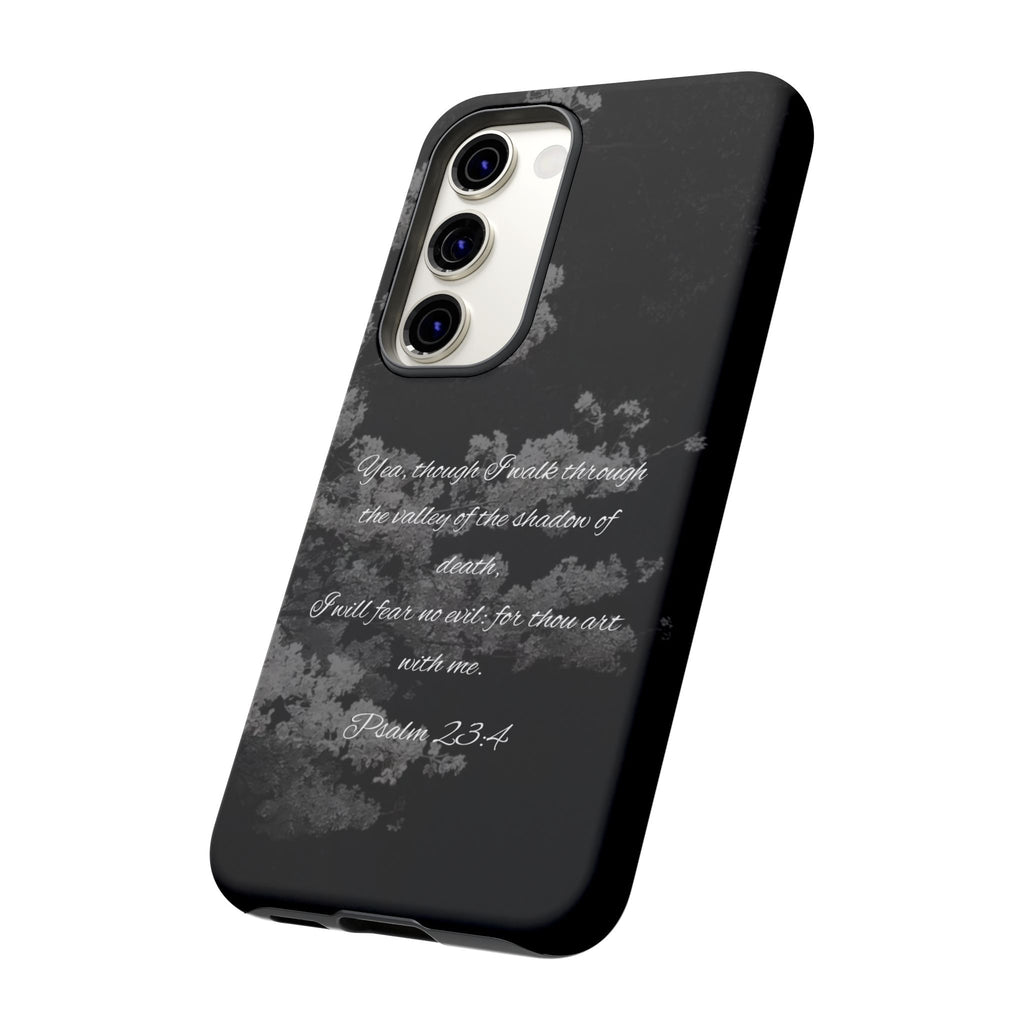 Bible Verse Phone Case — Psalm 23:4 Comfort Black Protective Cover