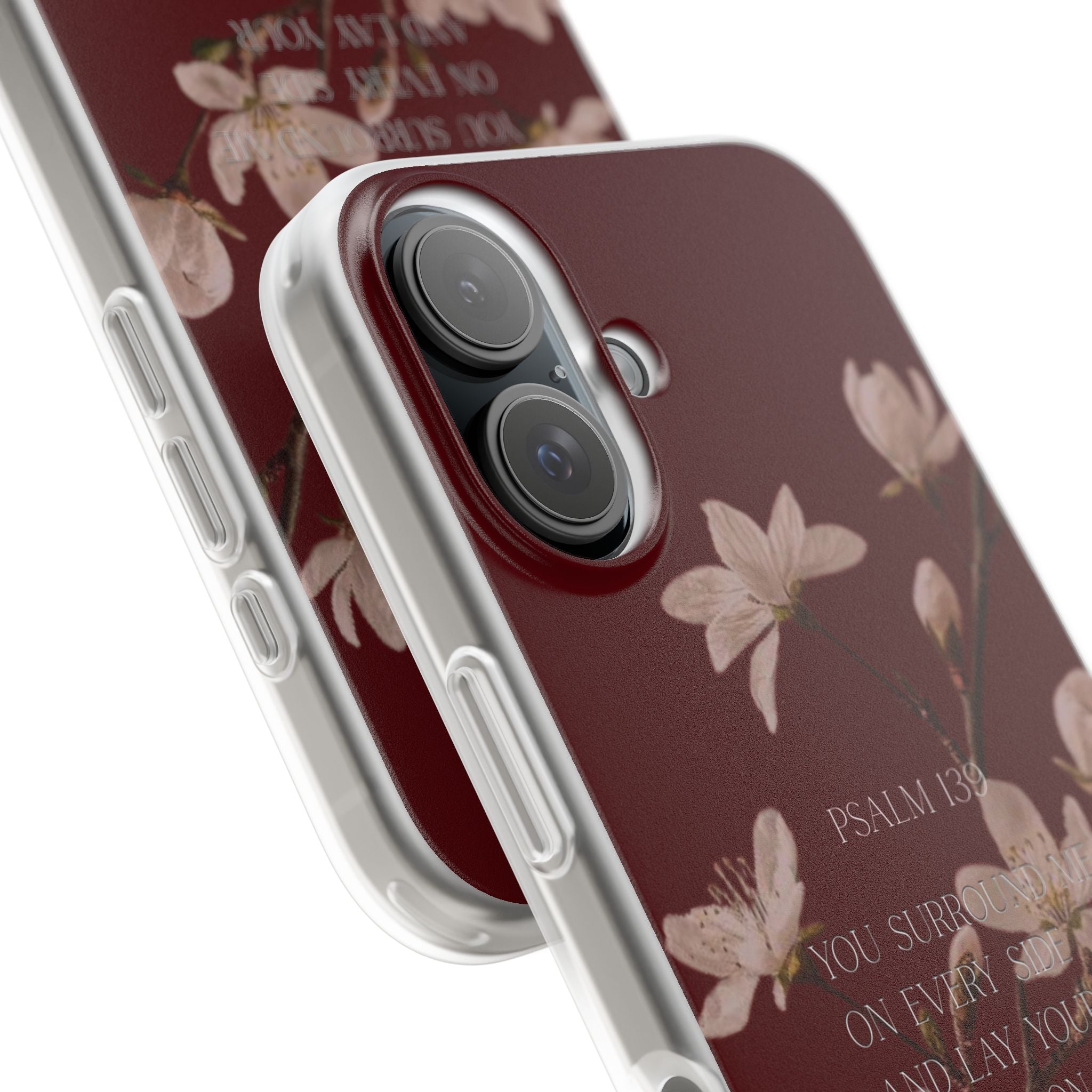 Floral Psalm Phone Case — Psalm 139 Scripture Cherry Blossom iPhone Cover