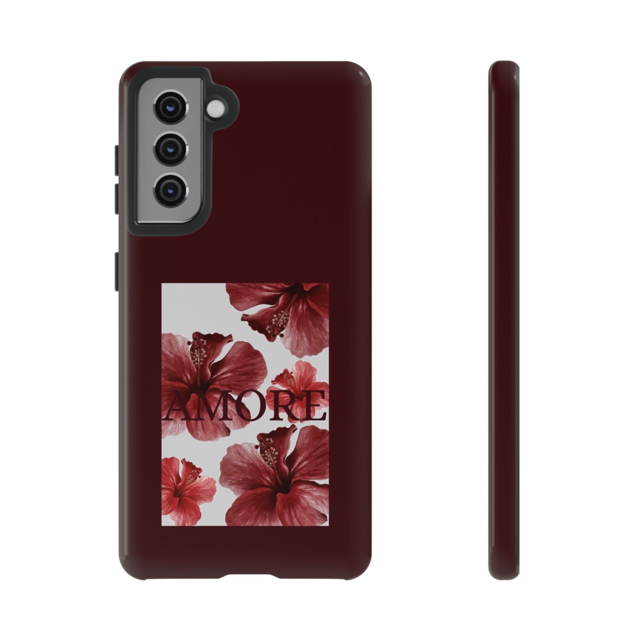 Amore Floral Phone Case — Burgundy Tough Protective Cover