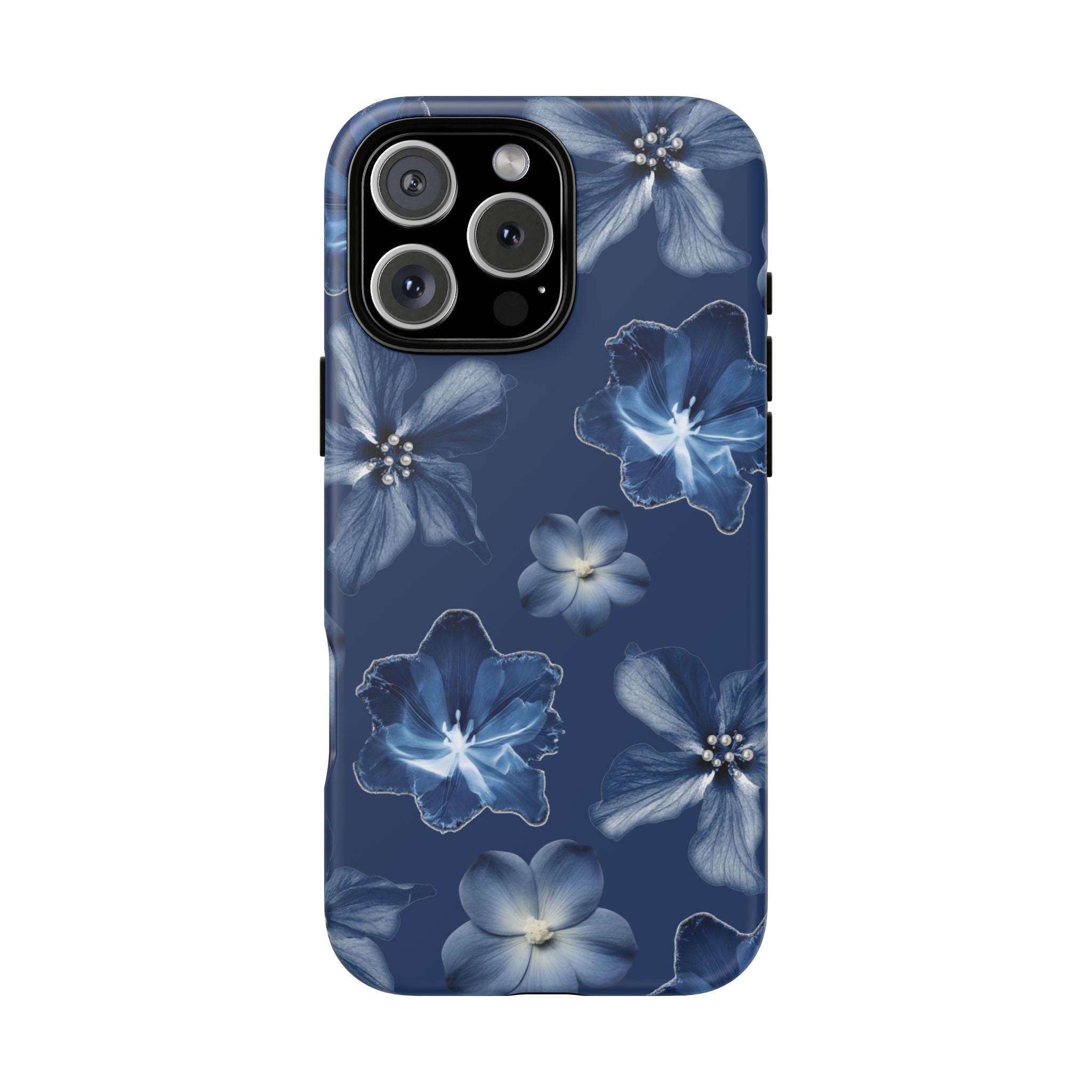 Navy Floral Tough Phone Case — Blue Bloom Protective Cover