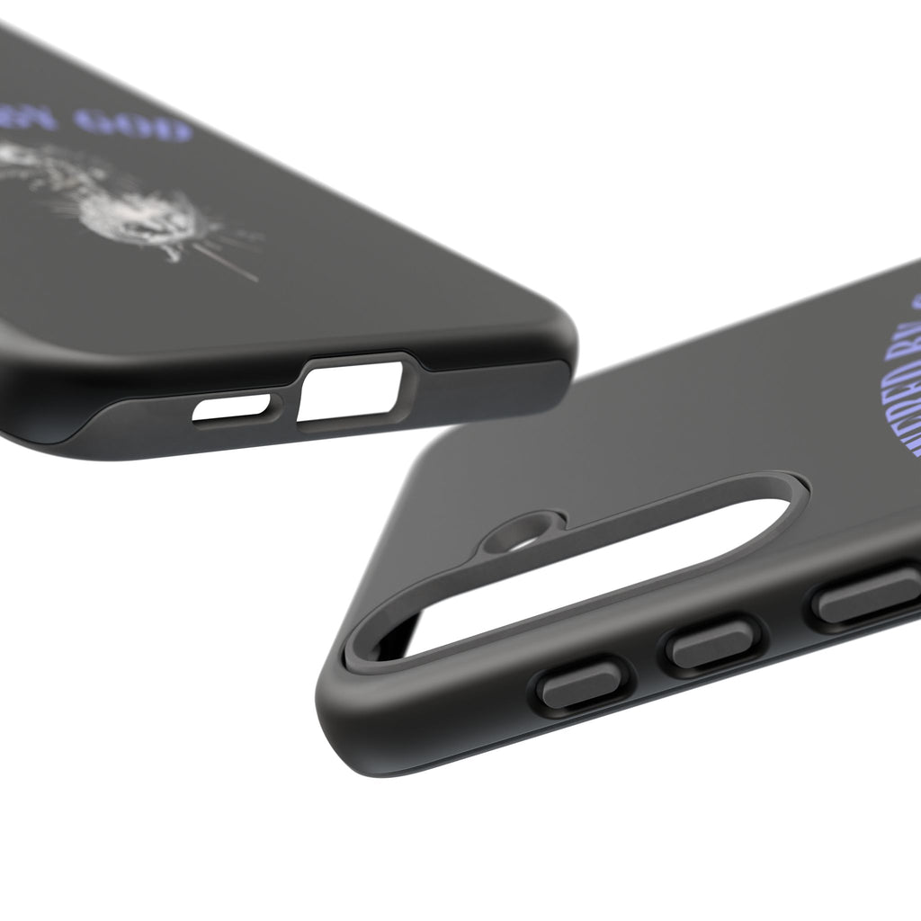 Phone Case — "Powered by God" Black Protective Case with Angelic Skull Design
