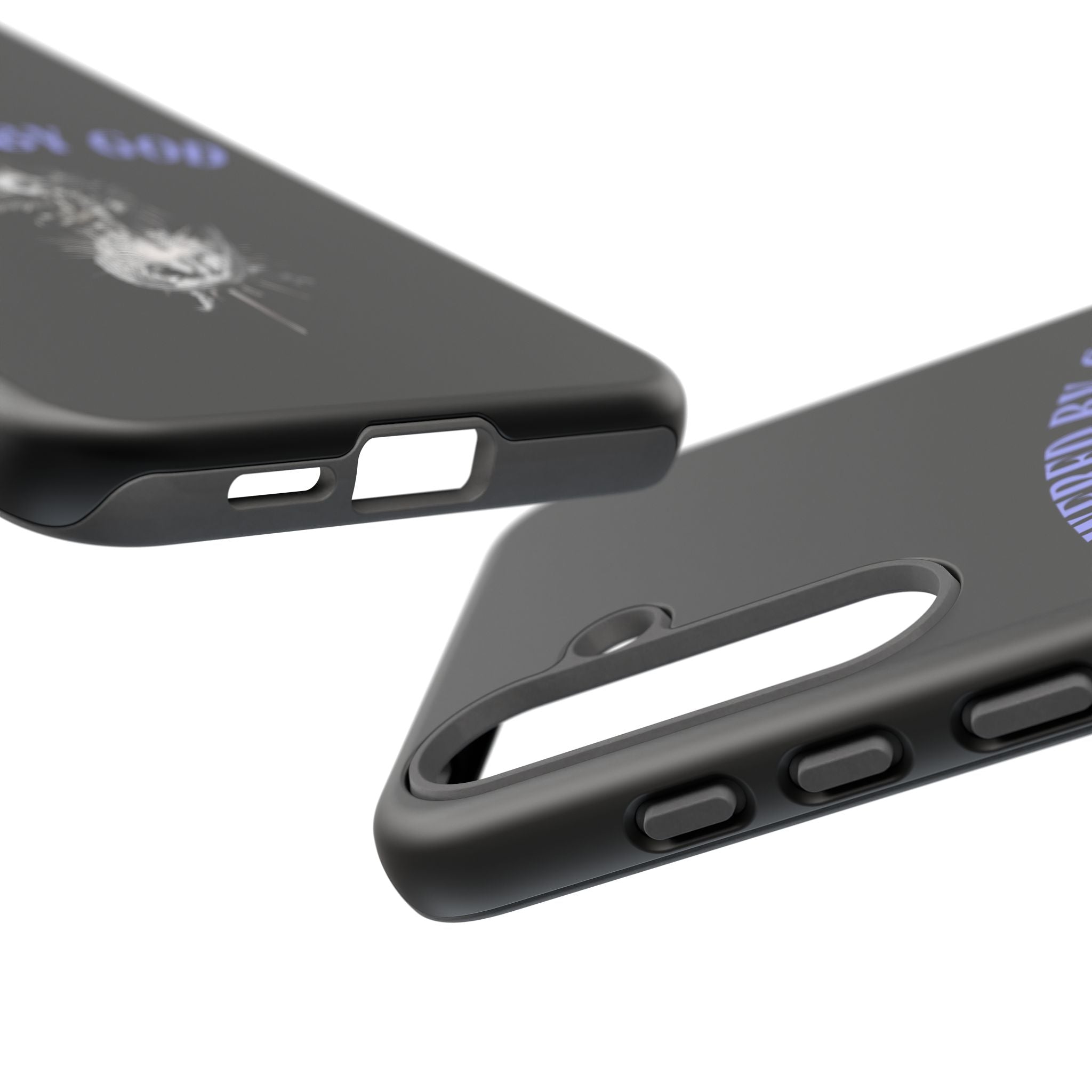 Phone Case — "Powered by God" Black Protective Case with Angelic Skull Design