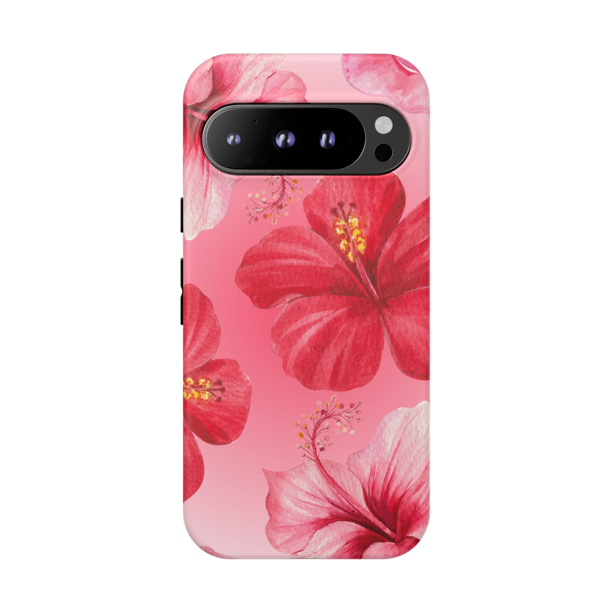 Hibiscus Pink Tough Phone Case — Floral Tropical Protective Cover