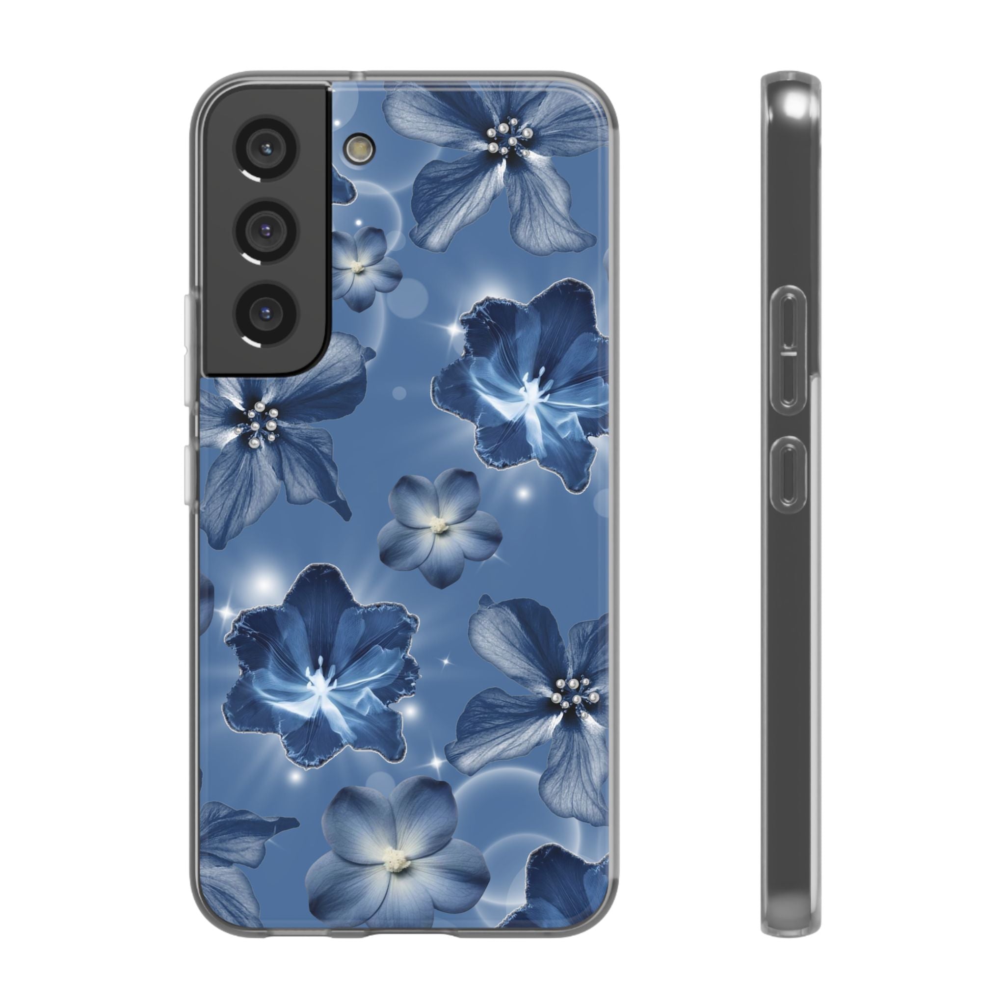 Blue Floral Phone Case — Soft Blue Blossoms Pattern for iPhone