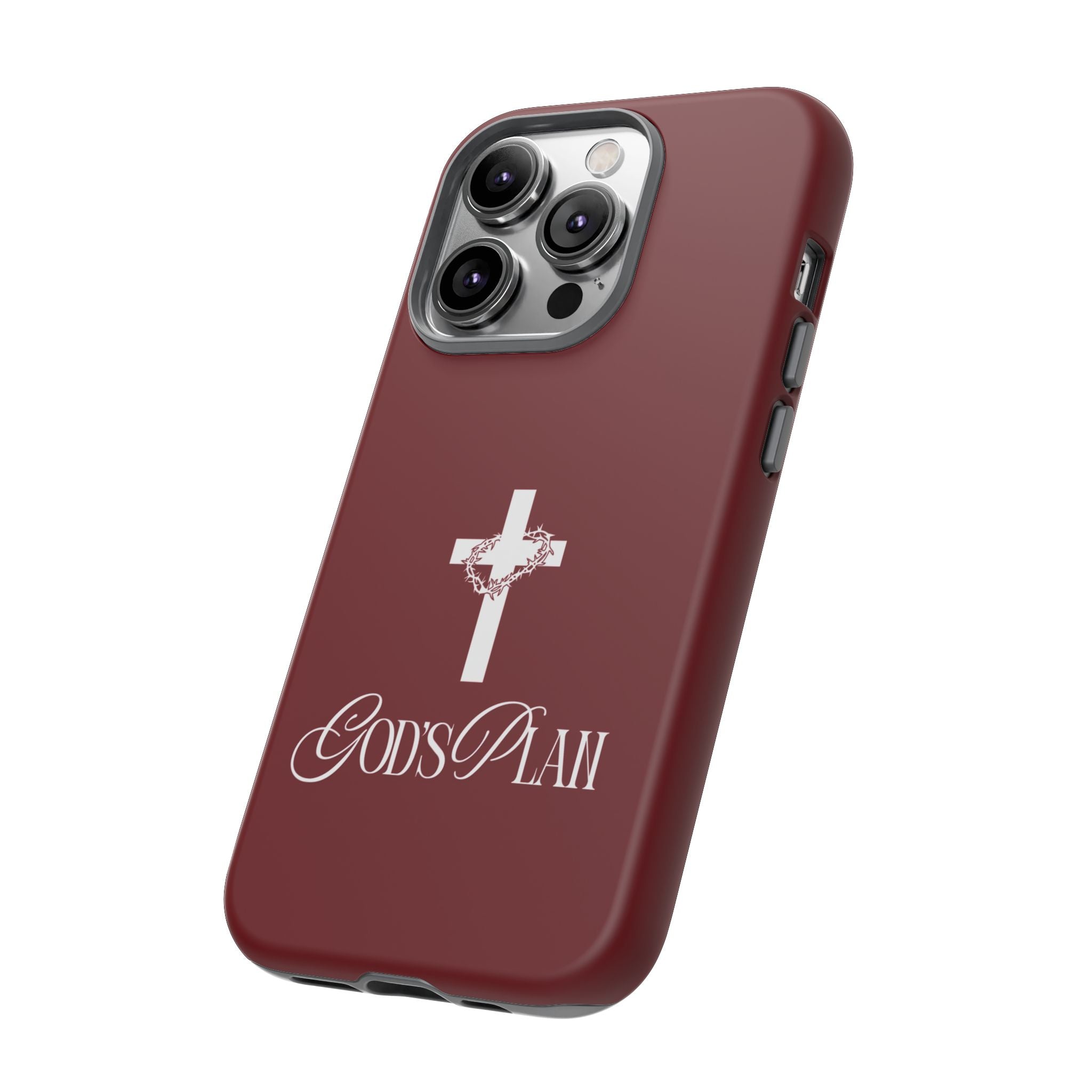 God's Plan — Christian Tough Phone Case | Cross Faith Burgundy Cover