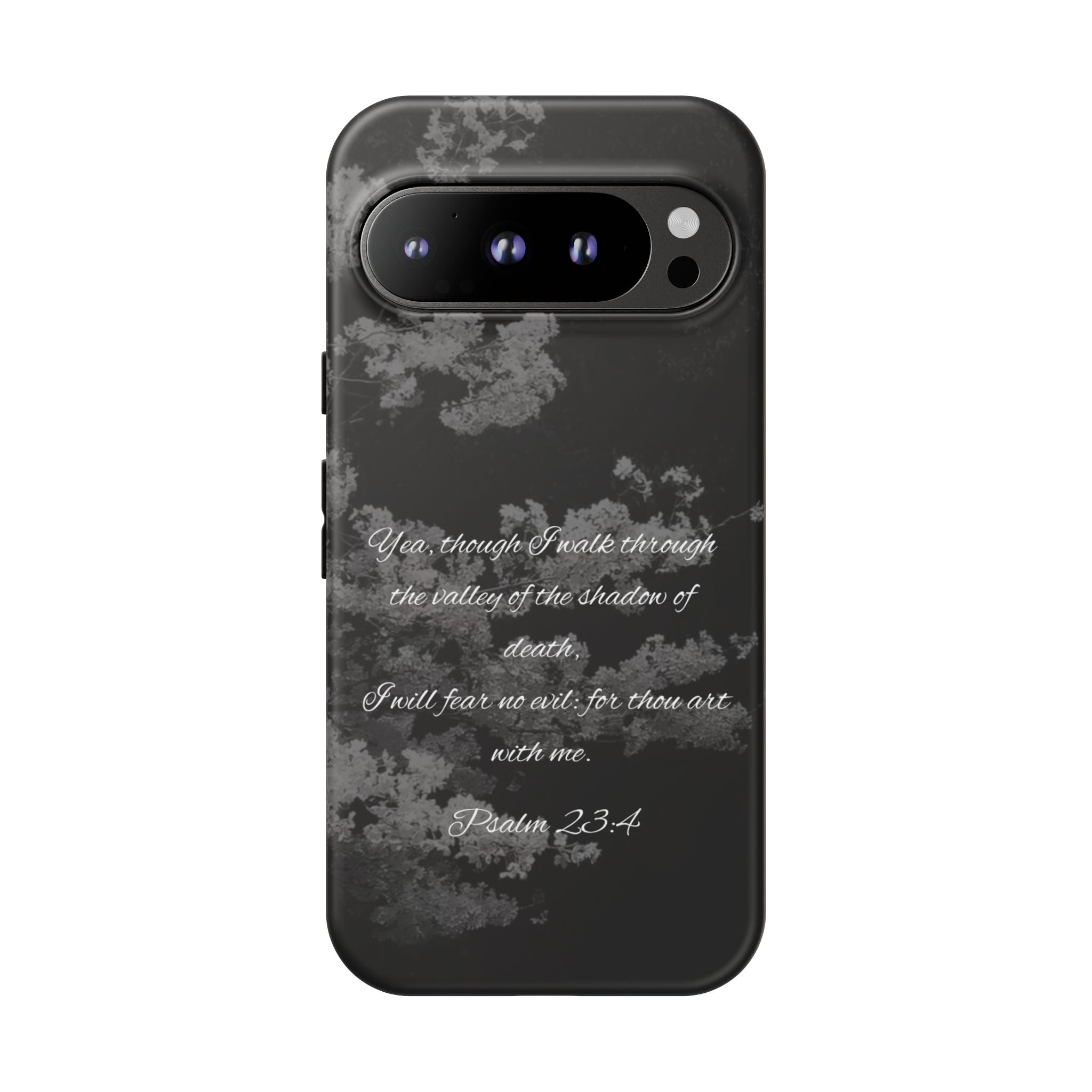 Bible Verse Phone Case — Psalm 23:4 Comfort Black Protective Cover
