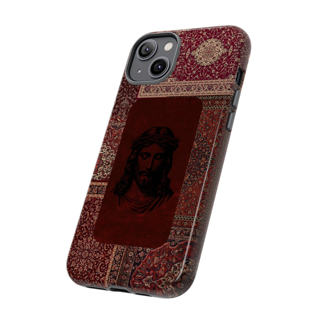 Religious Vintage Rug Phone Case — Jesus Portrait Tough Case