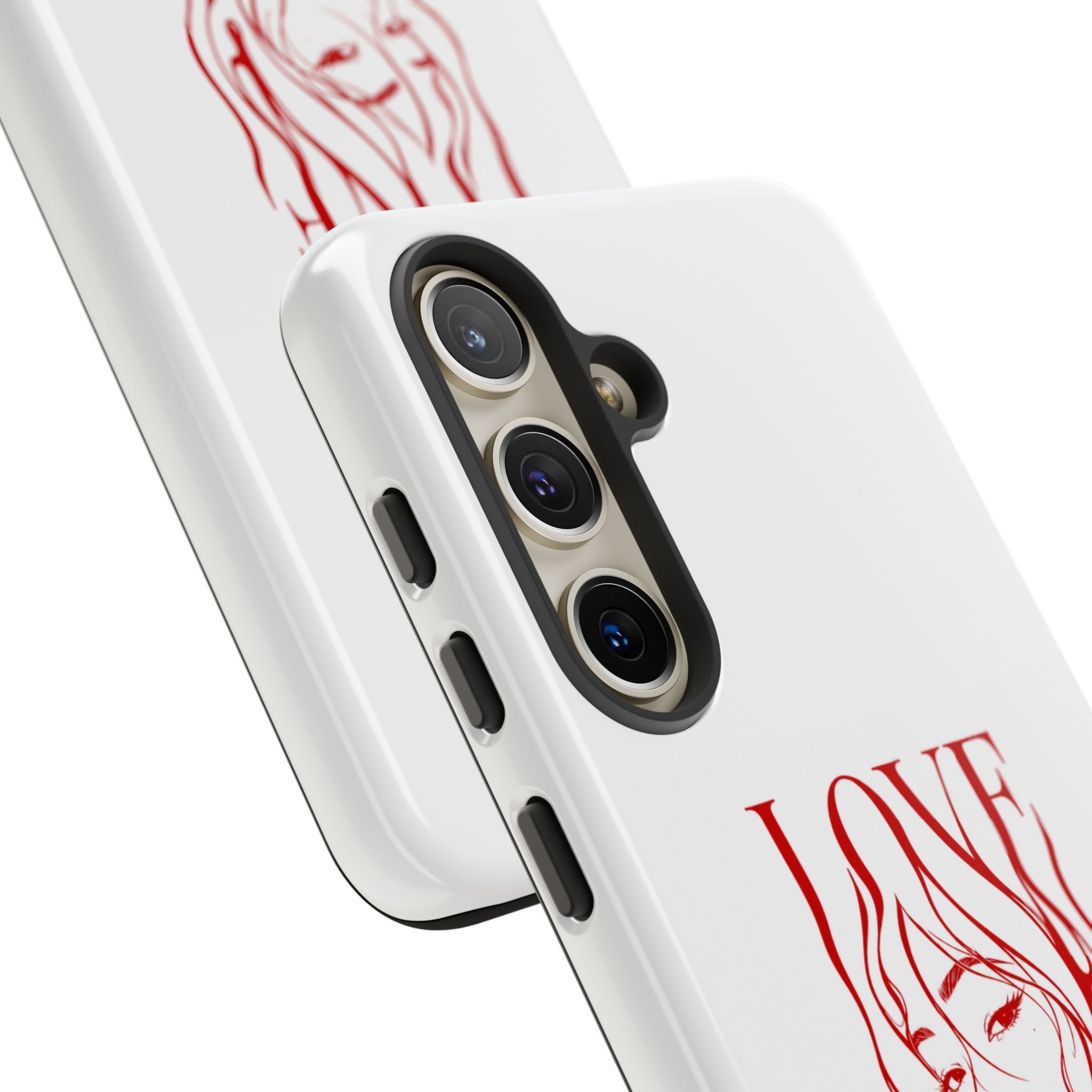 Red Line Art 'Love' Face Design - Tough Case