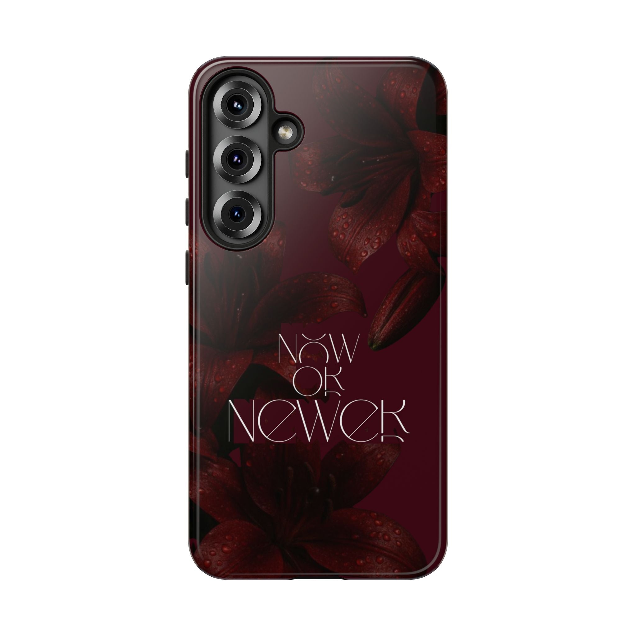 Tough Cases – Burgundy Floral “Now or Never” Protective Phone Case