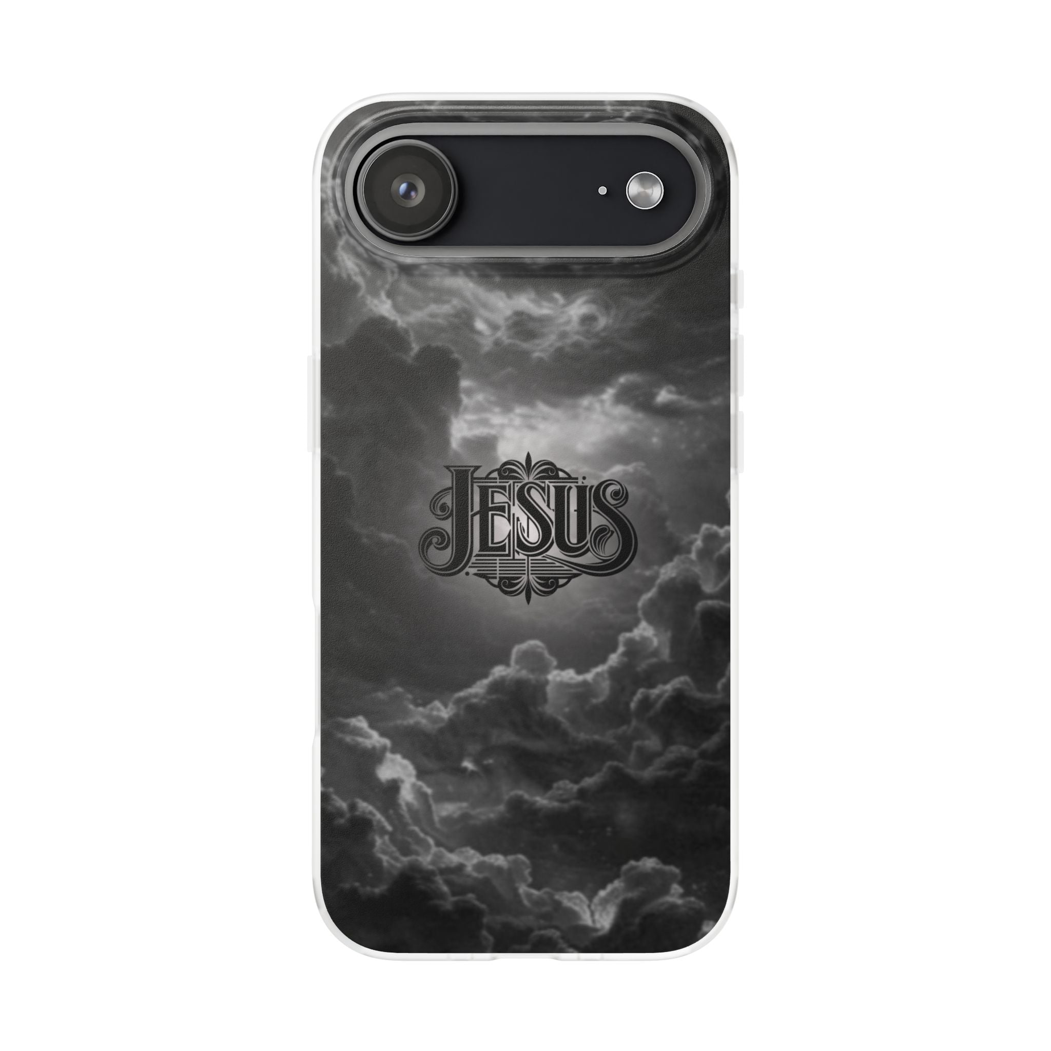 Jesus Cloud Phone Case — Faith-Inspired Flexi Case with 'Jesus' Script