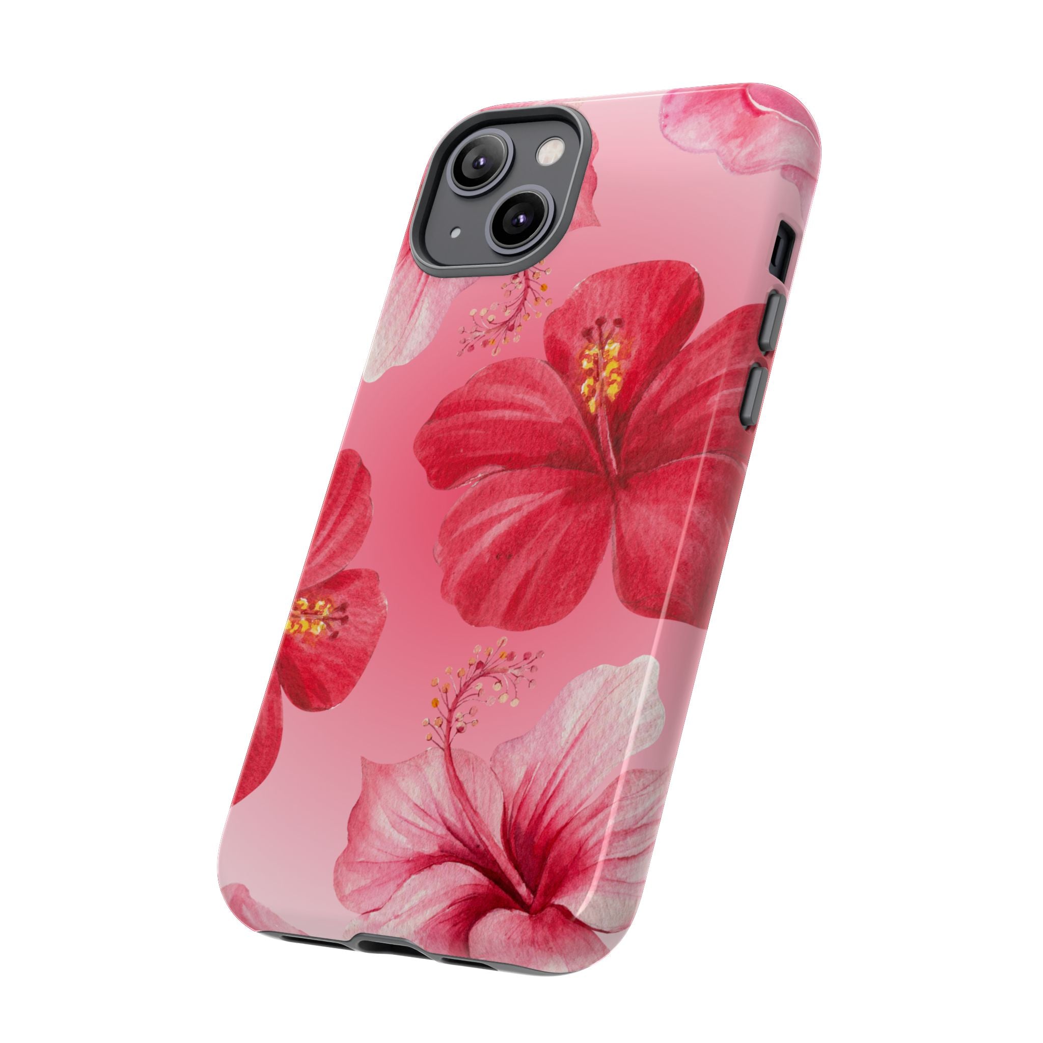 Hibiscus Pink Tough Phone Case — Floral Tropical Protective Cover