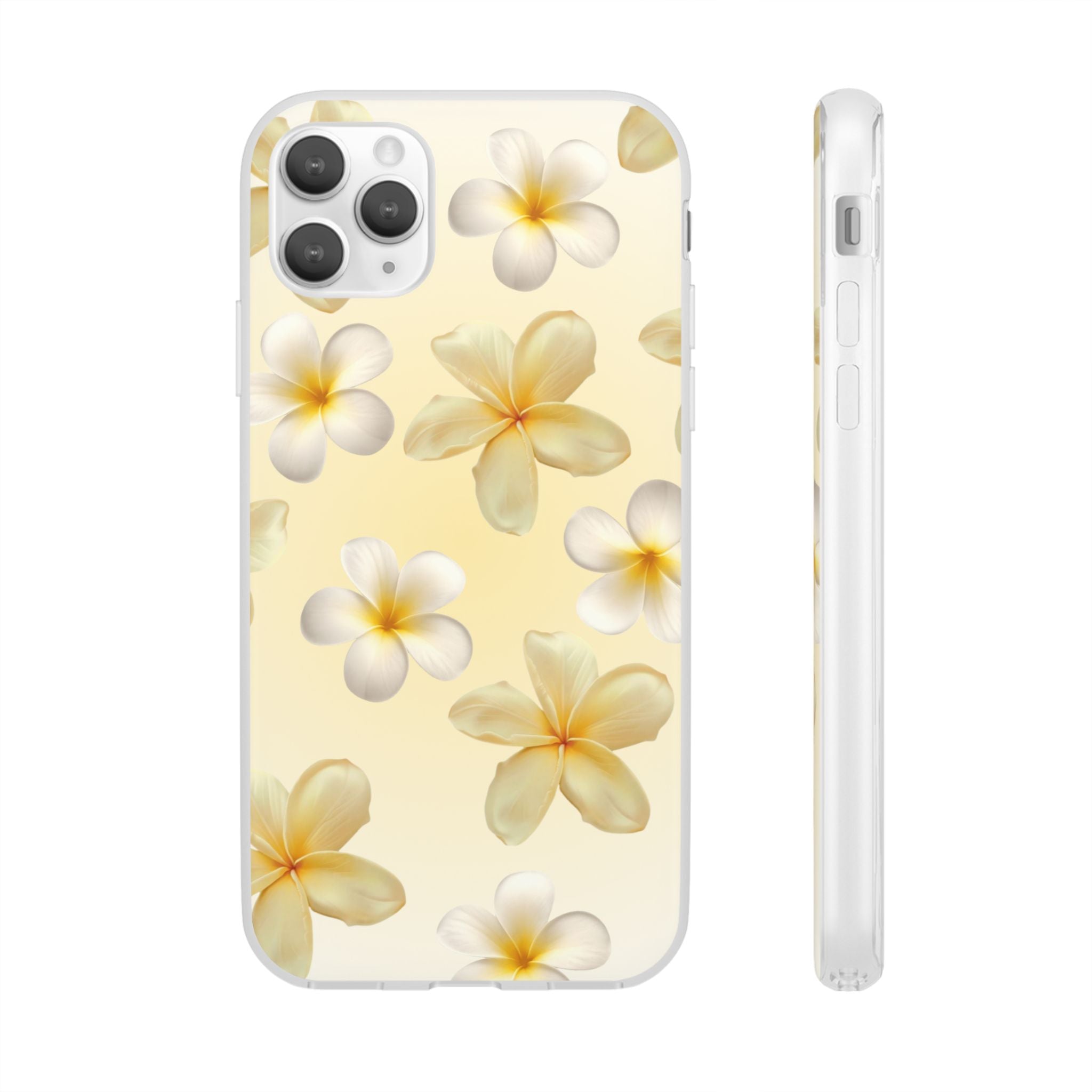 Plumeria Floral Flexi Phone Case — Tropical Yellow Flower Protective Cover