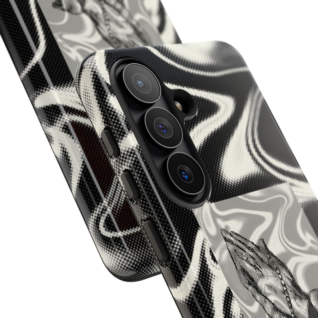 Praying Hands Phone Case – Black White Marble Spiritual Design