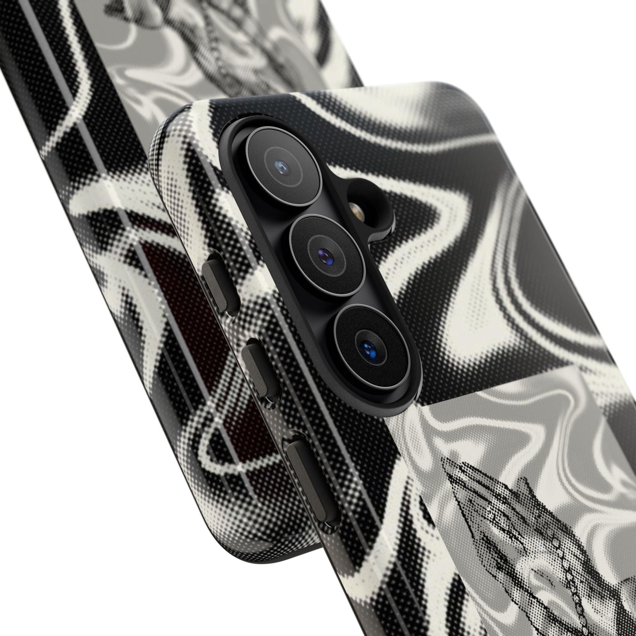 Praying Hands Phone Case – Black White Marble Spiritual Design