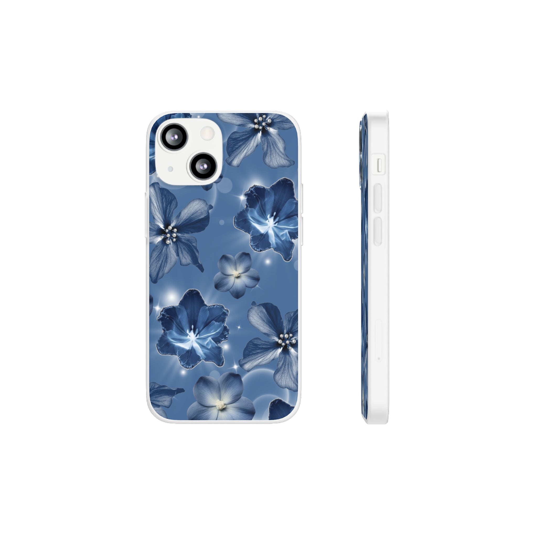 Blue Floral Phone Case — Soft Blue Blossoms Pattern for iPhone