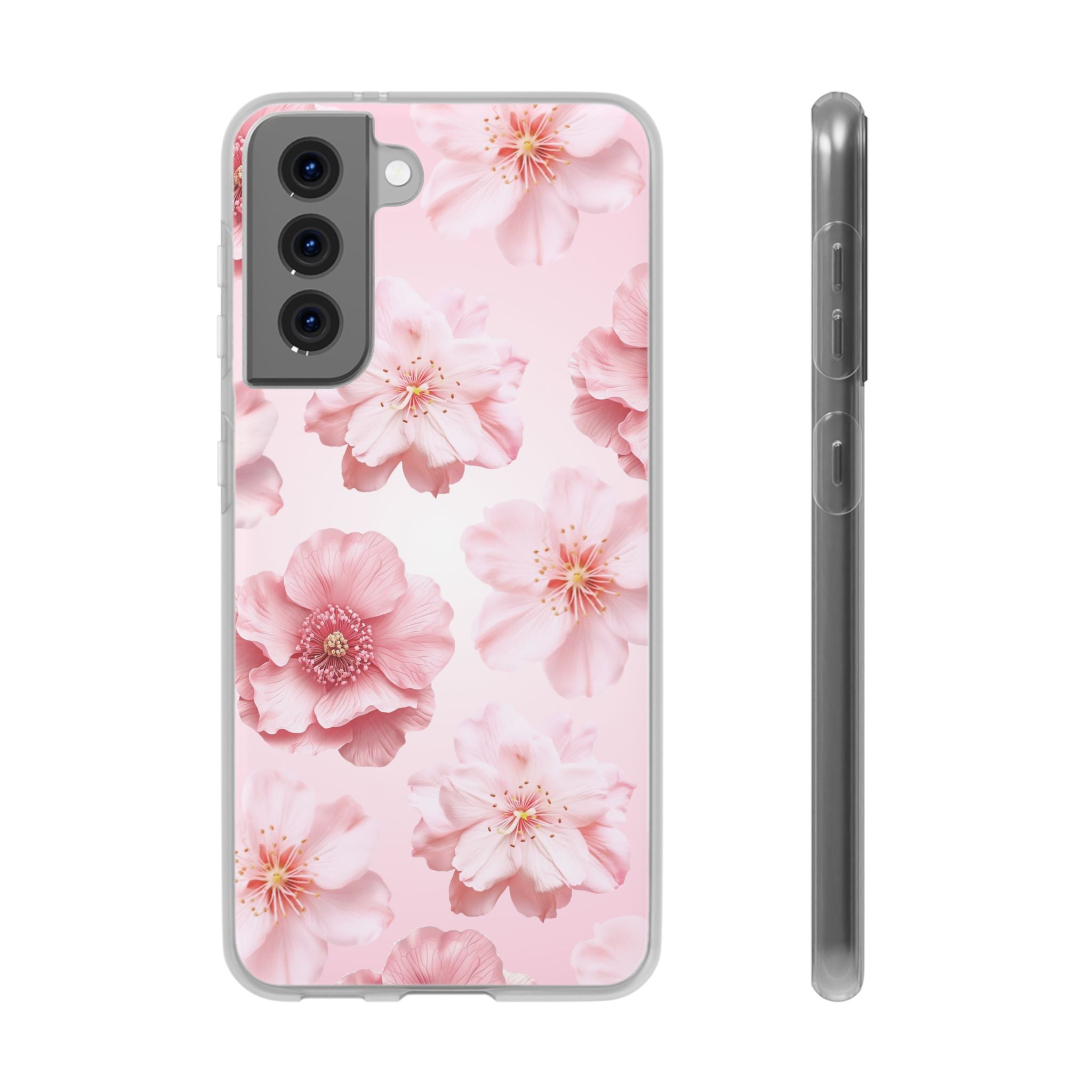 Pink Cherry Blossom Phone Case — Floral Slim Flexi Case for iPhone