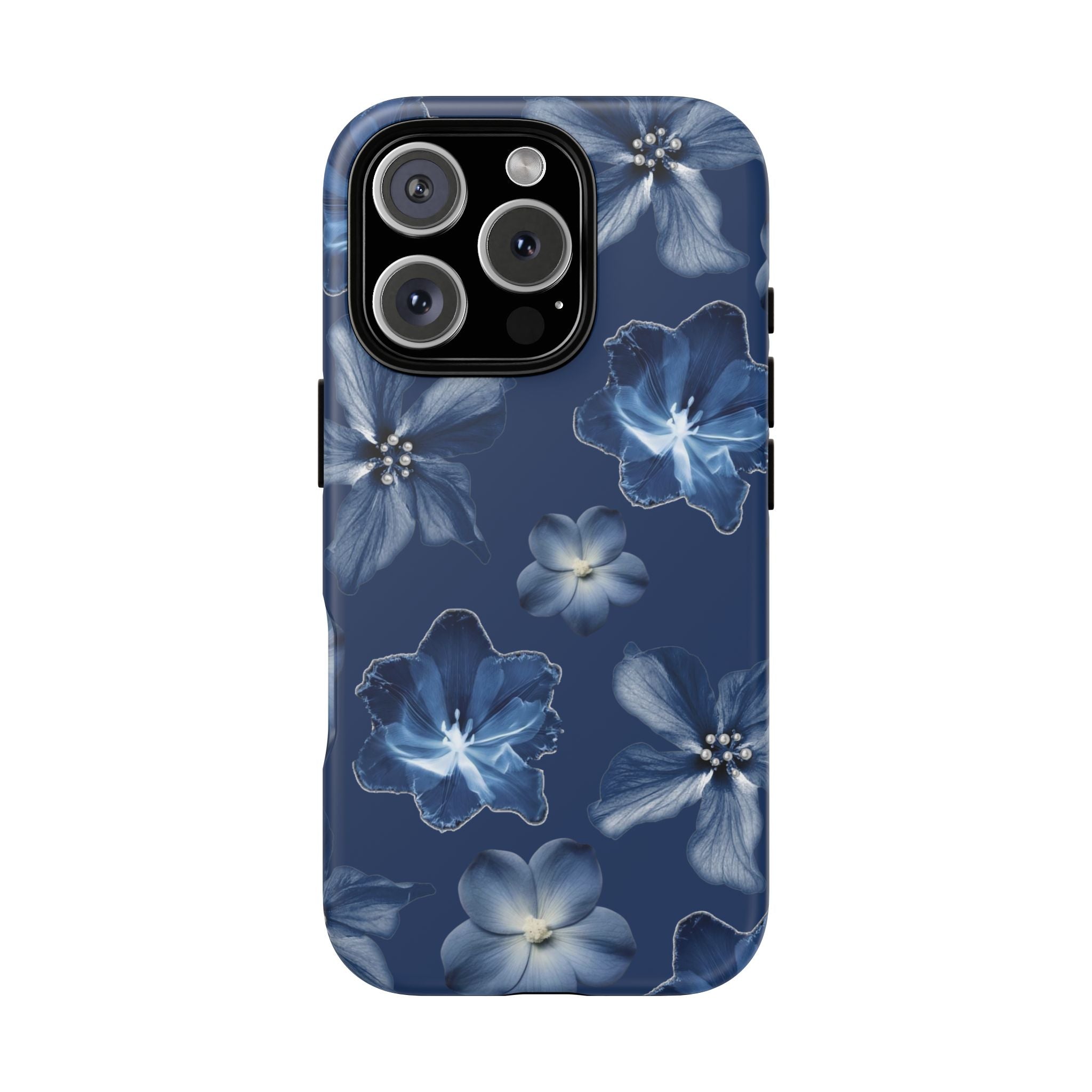 Navy Floral Tough Phone Case — Blue Bloom Protective Cover