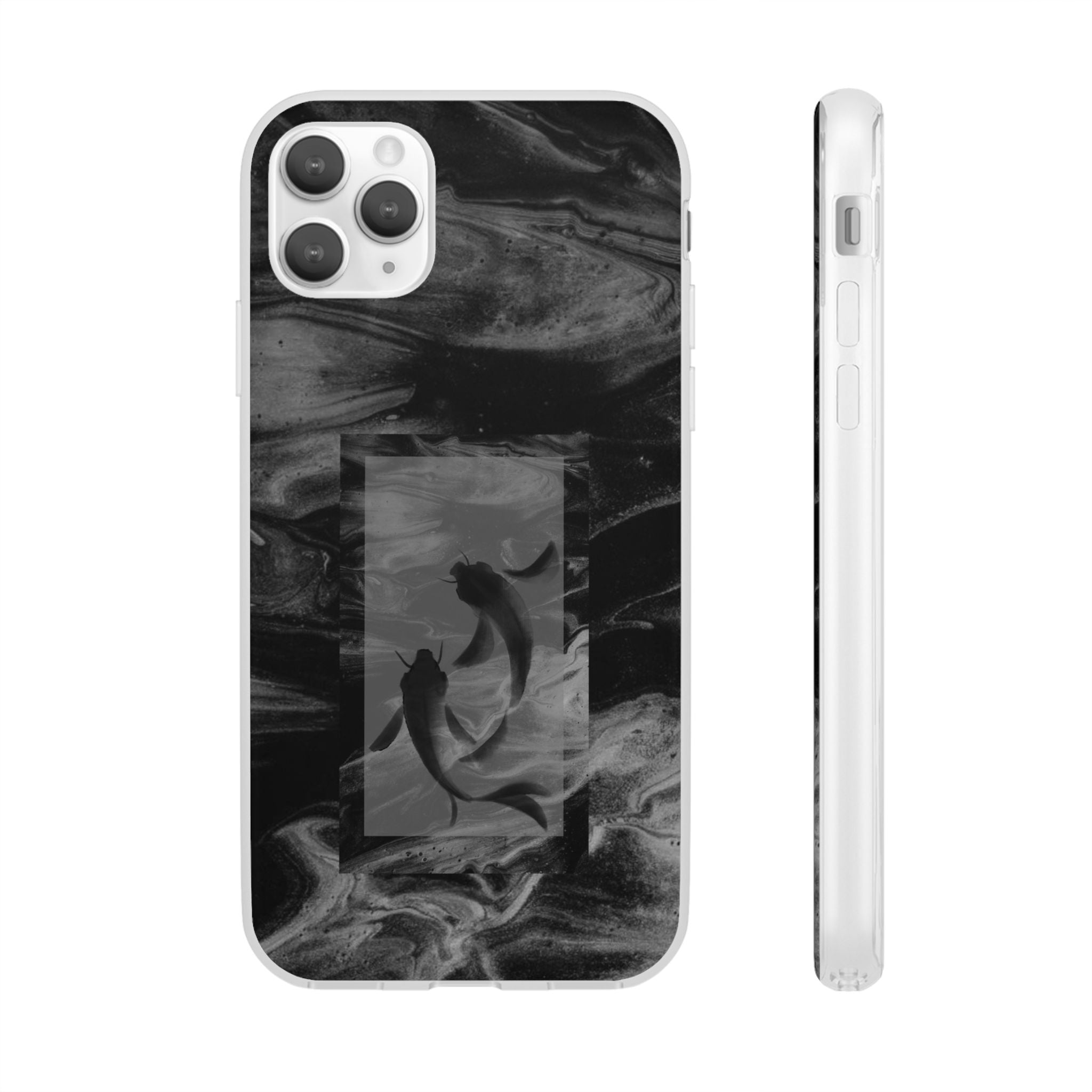 Black Koi Phone Case — Minimalist Monochrome Fish Design