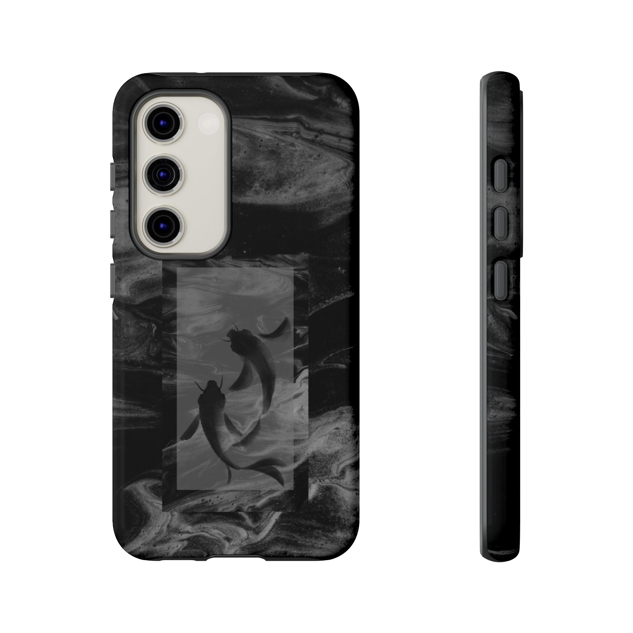 Koi Yin-Yang Marble Phone Case – Black Smoky Art Protection