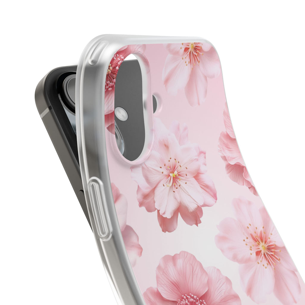 Pink Cherry Blossom Phone Case — Floral Slim Flexi Case for iPhone