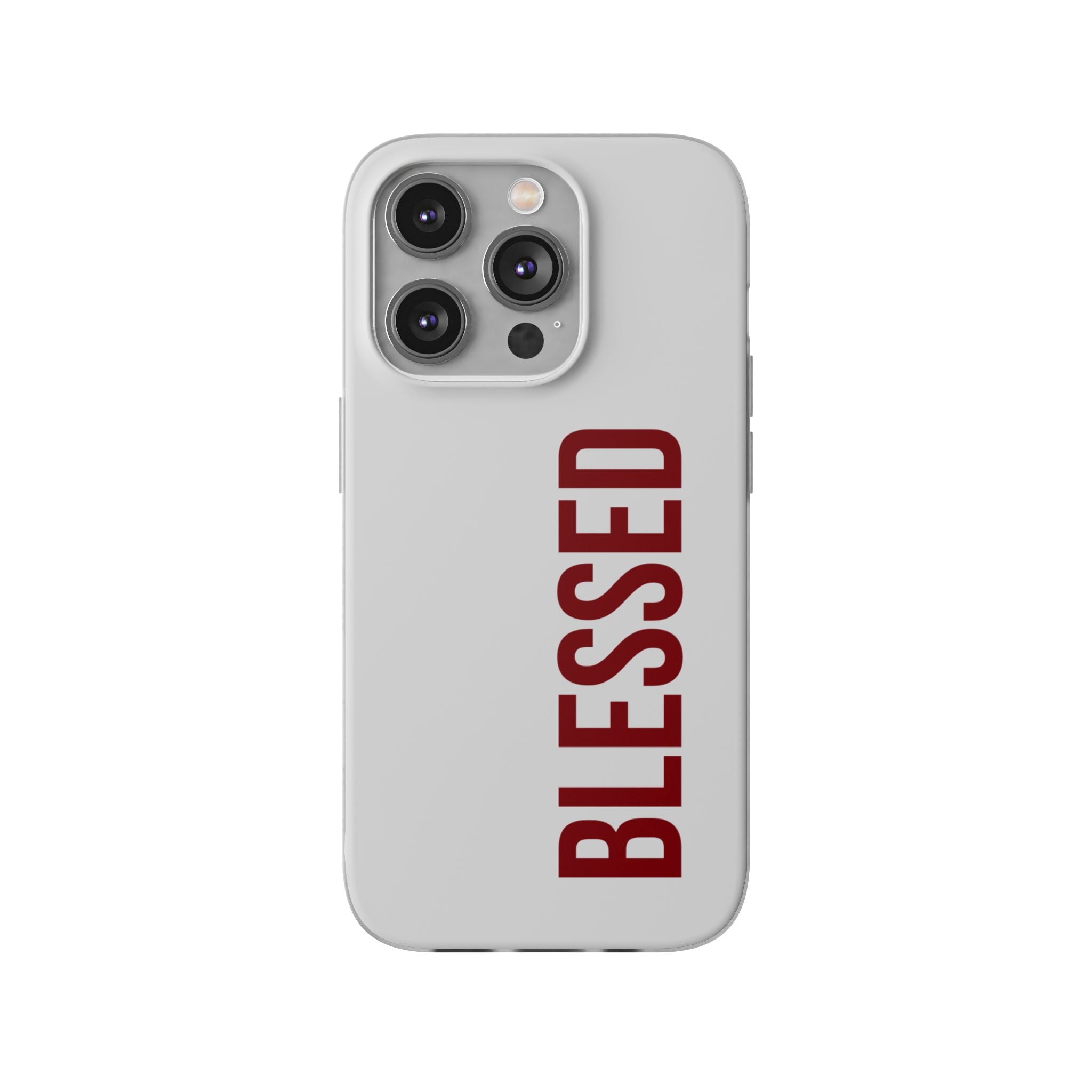 Blessed Phone Case — Vertical Red Typography Clear Flexi Case