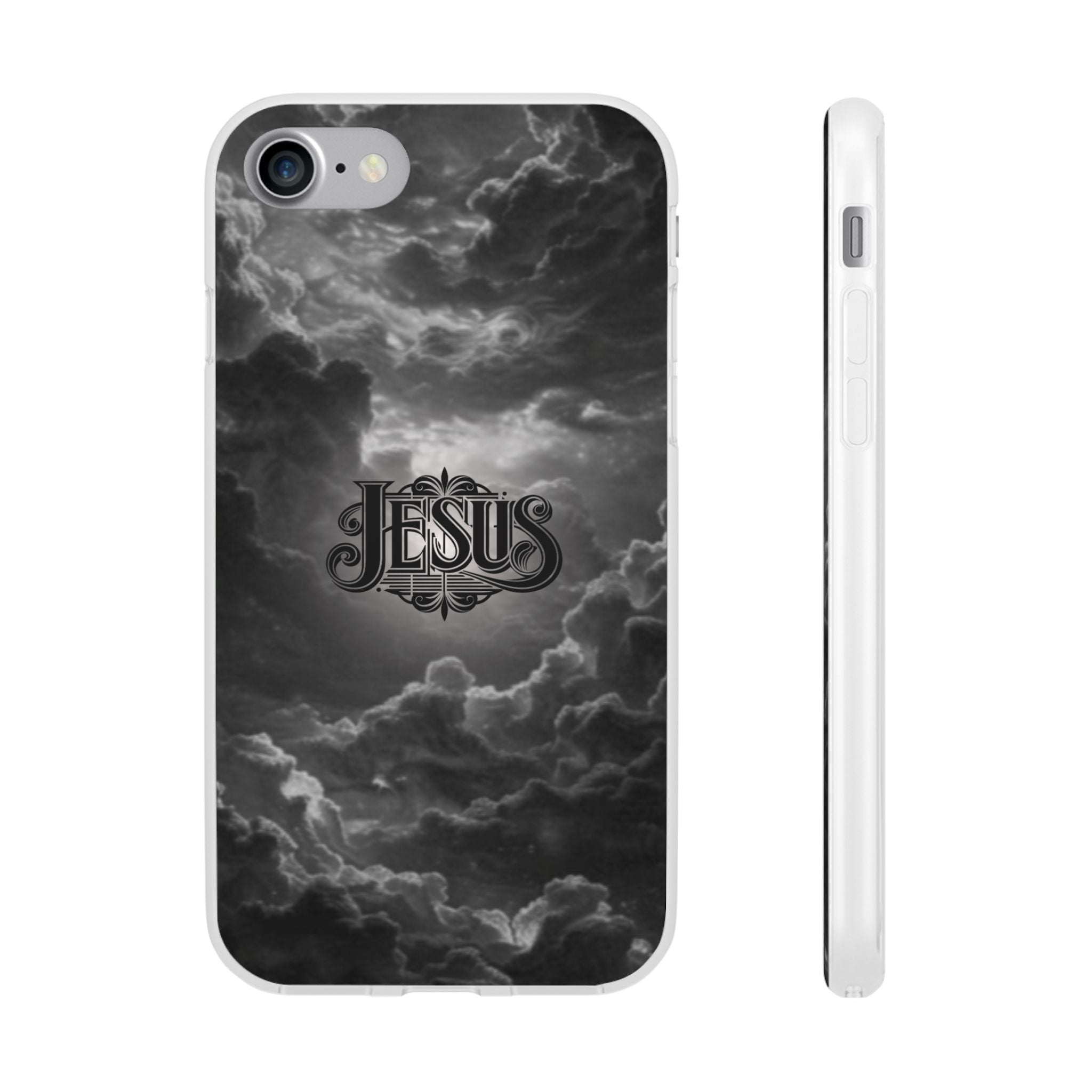 Jesus Cloud Phone Case — Faith-Inspired Flexi Case with 'Jesus' Script