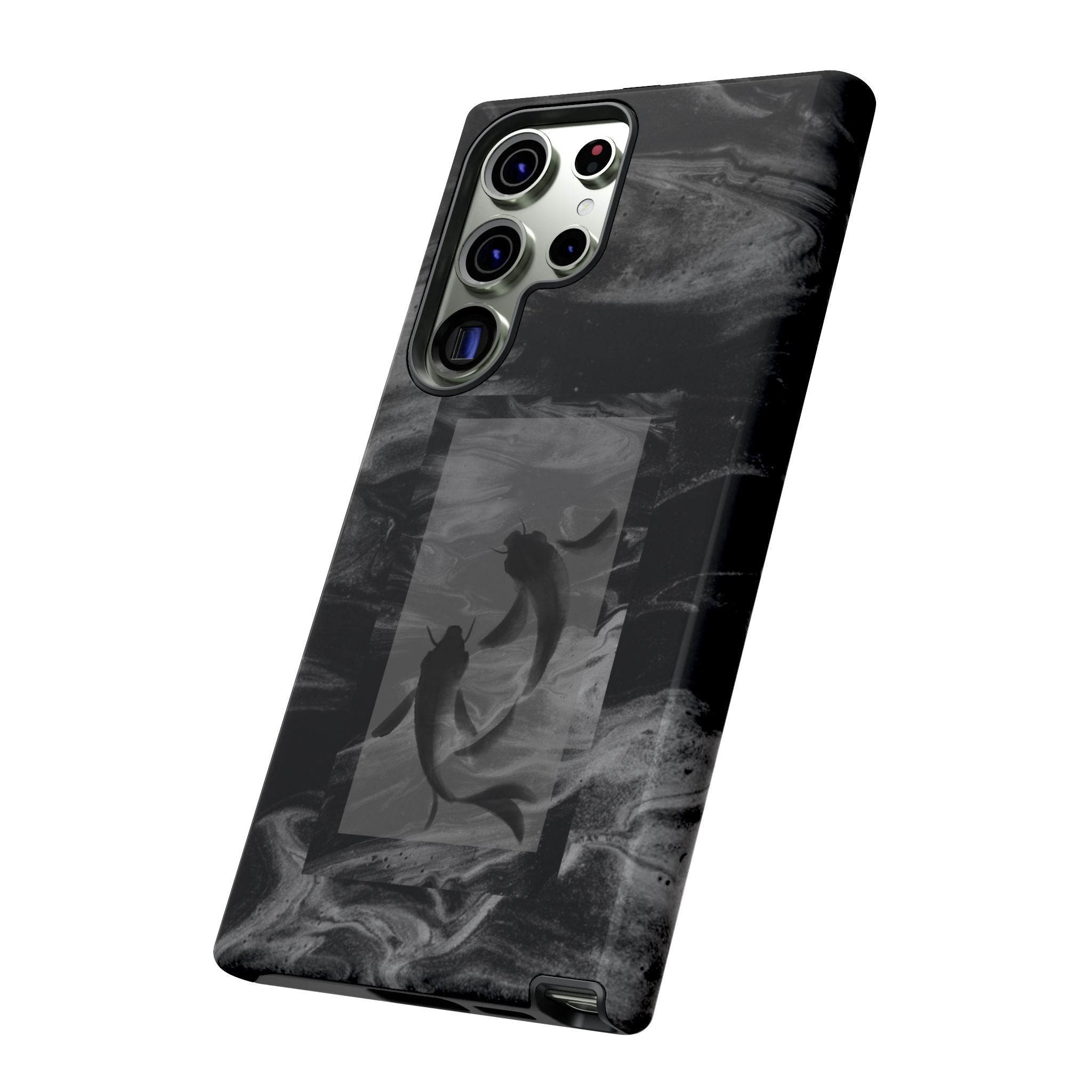 Koi Yin-Yang Marble Phone Case – Black Smoky Art Protection
