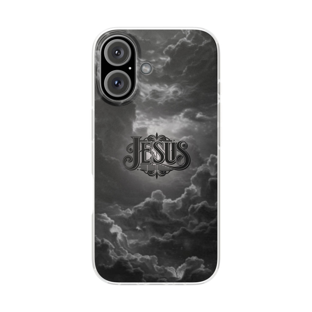 Jesus Cloud Phone Case — Faith-Inspired Flexi Case with 'Jesus' Script
