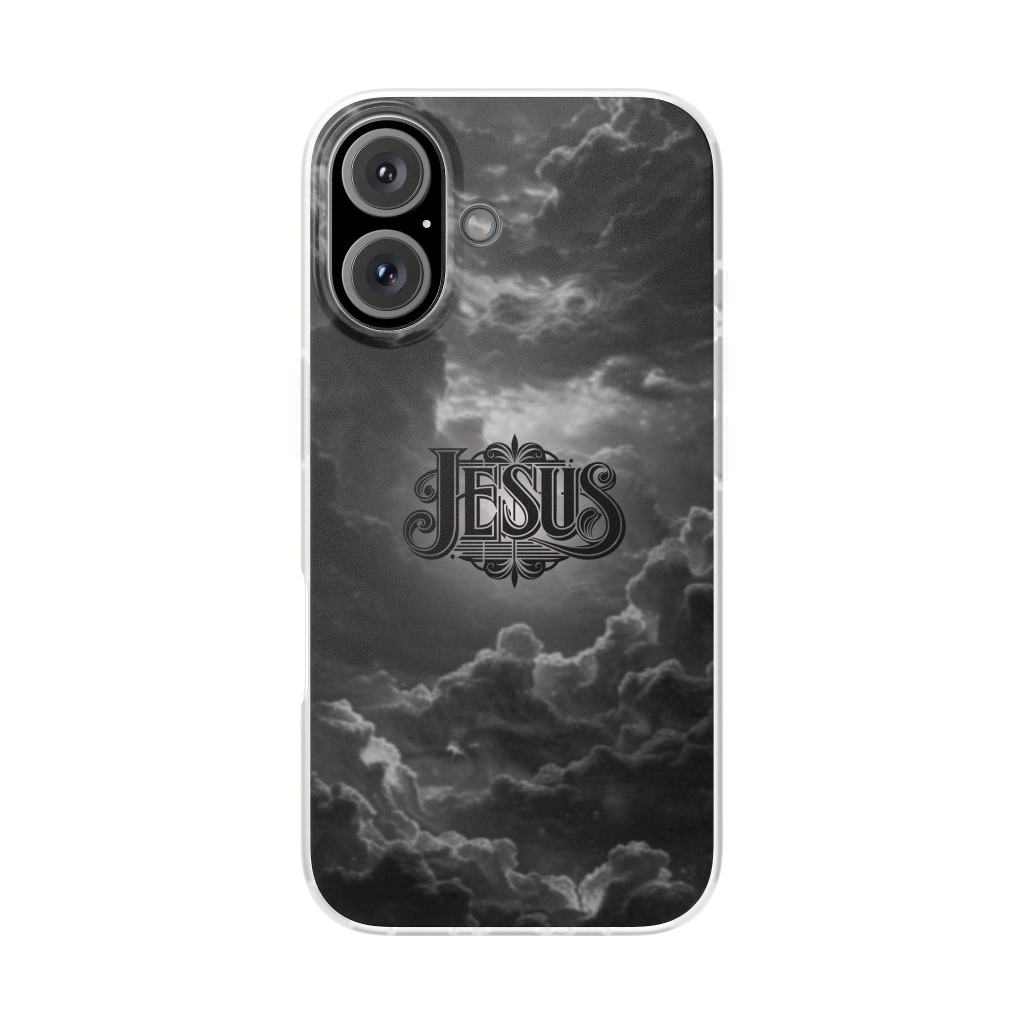 Jesus Cloud Phone Case — Faith-Inspired Flexi Case with 'Jesus' Script