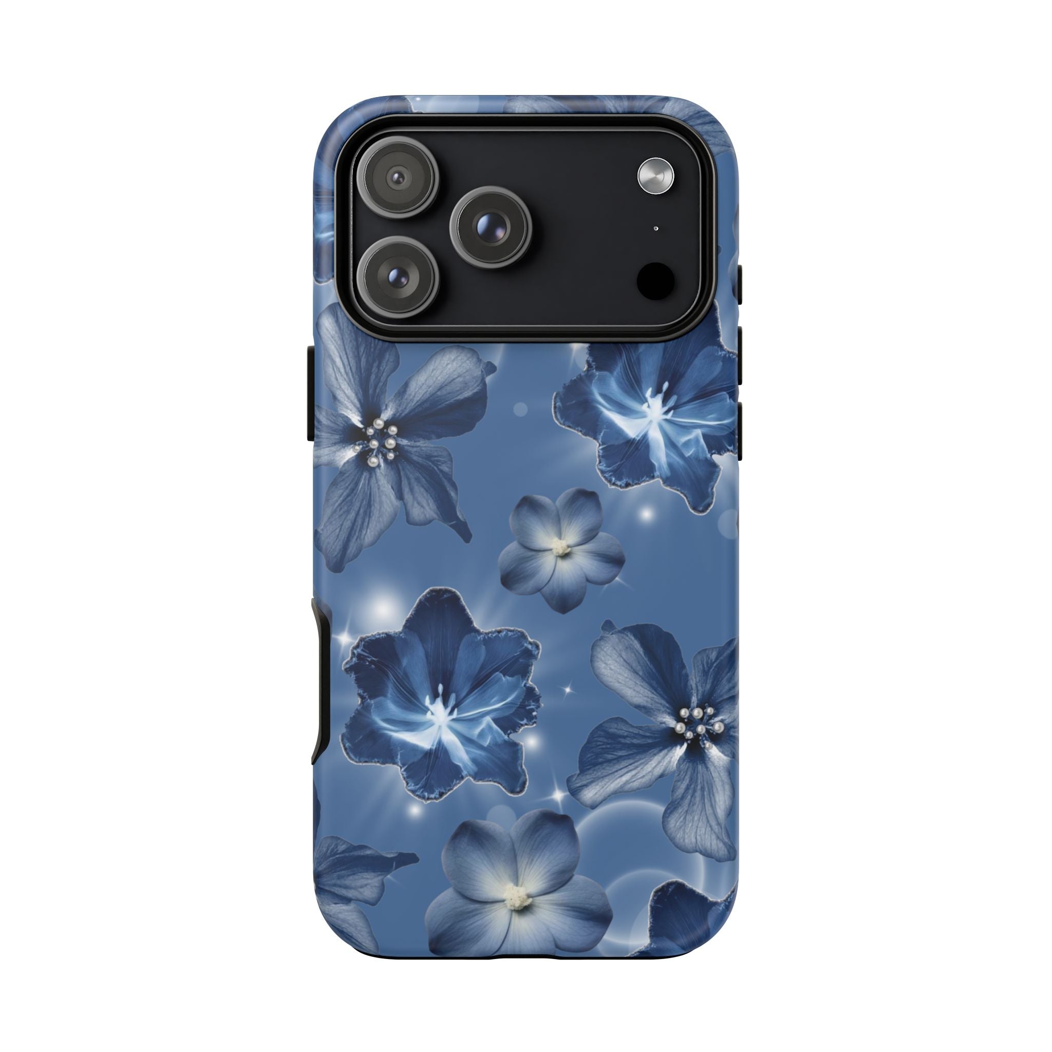 Blue Floral Tough Phone Case — Protective Blossom Design