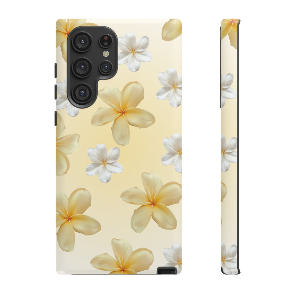 Plumeria Floral Tough Phone Case — Yellow Tropical Protection