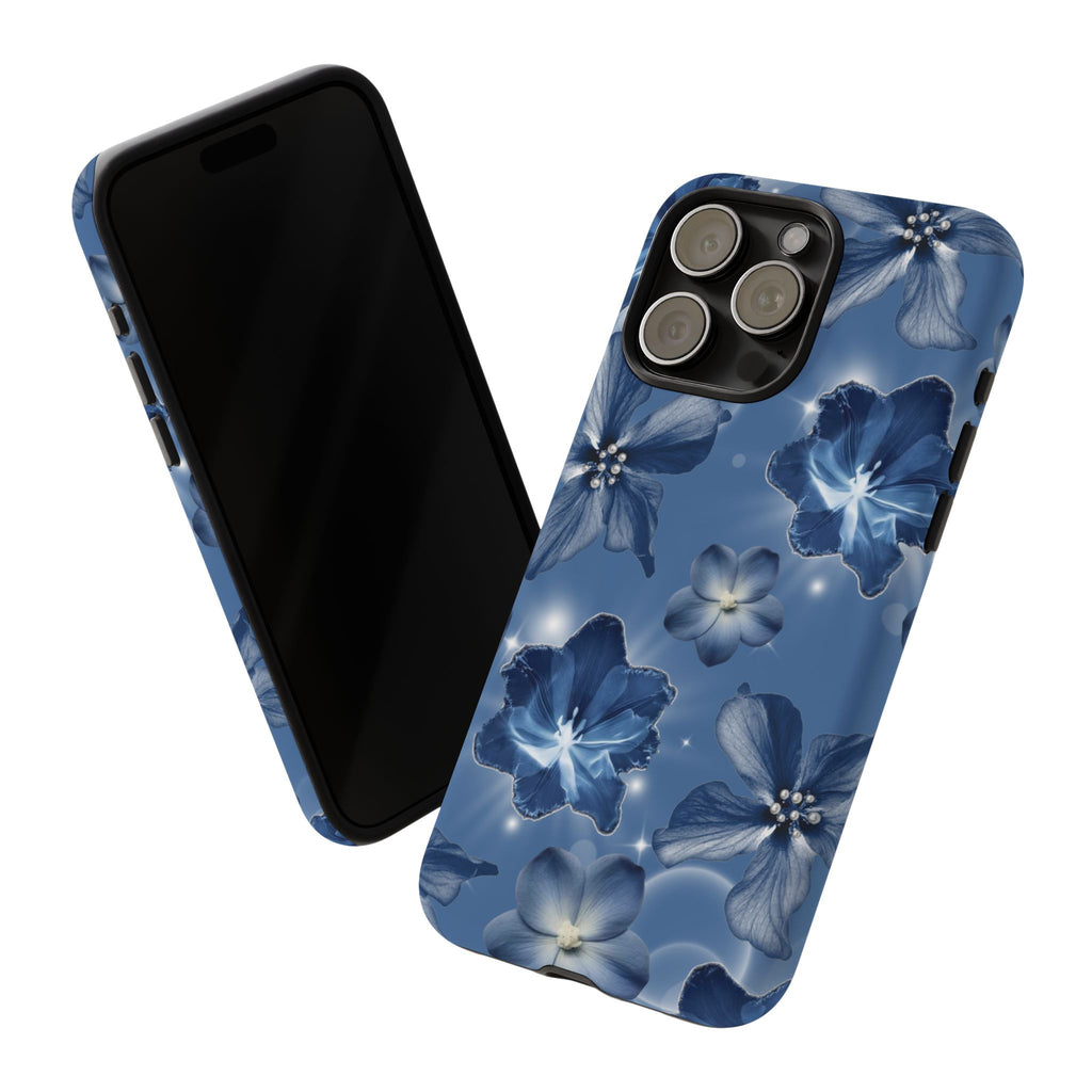 Blue Floral Tough Phone Case — Protective Blossom Design