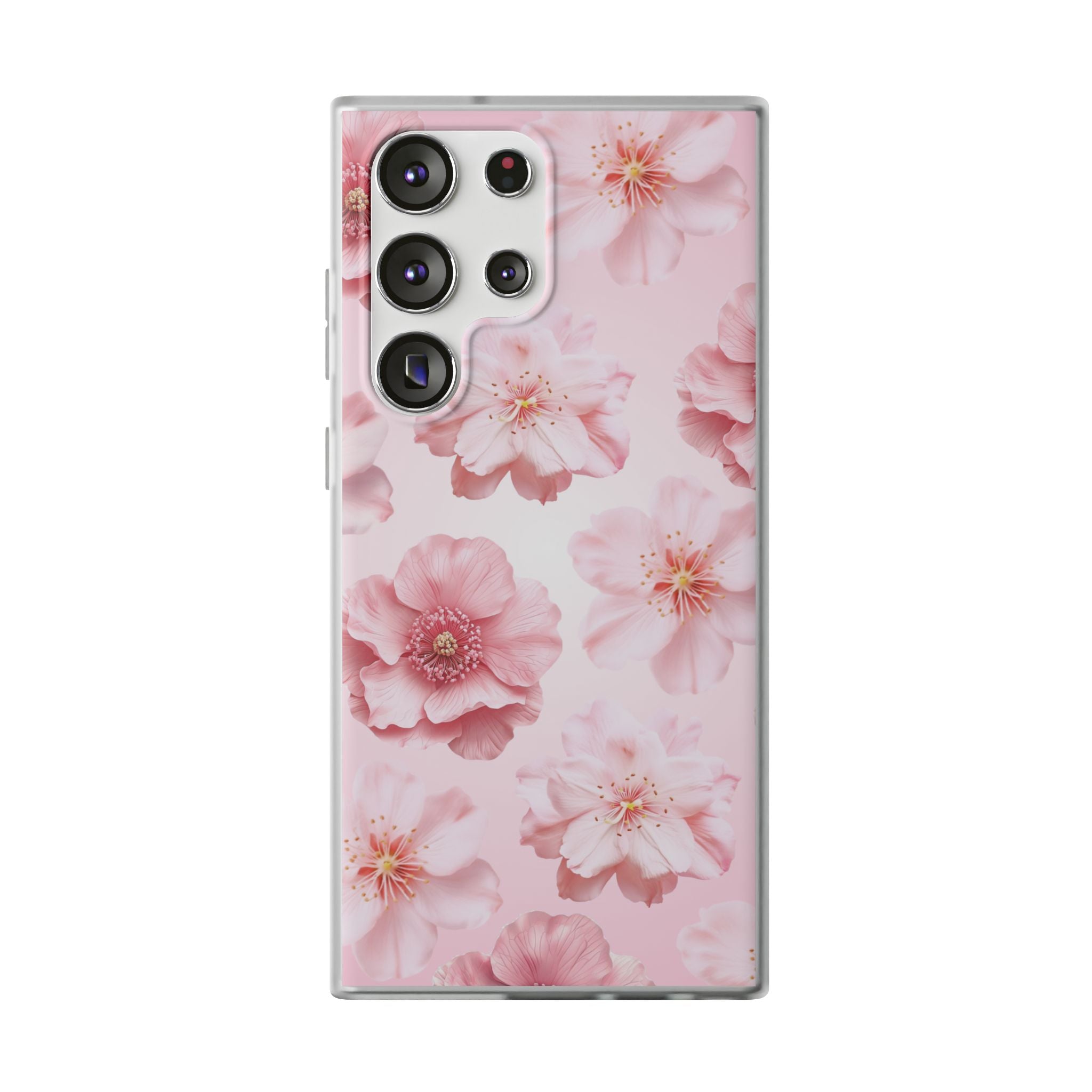 Pink Cherry Blossom Phone Case — Floral Slim Flexi Case for iPhone