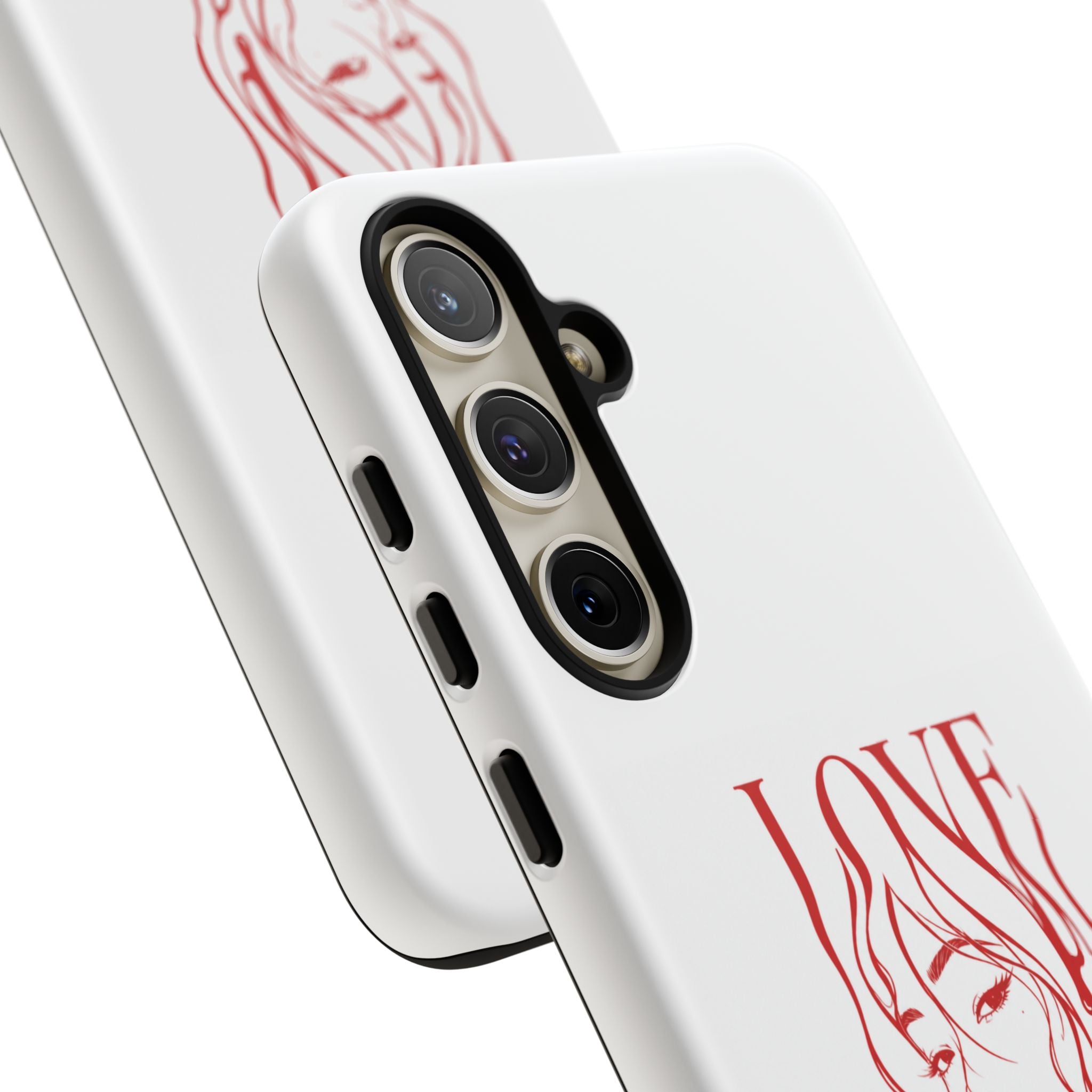 Red Line Art 'Love' Face Design - Tough Case