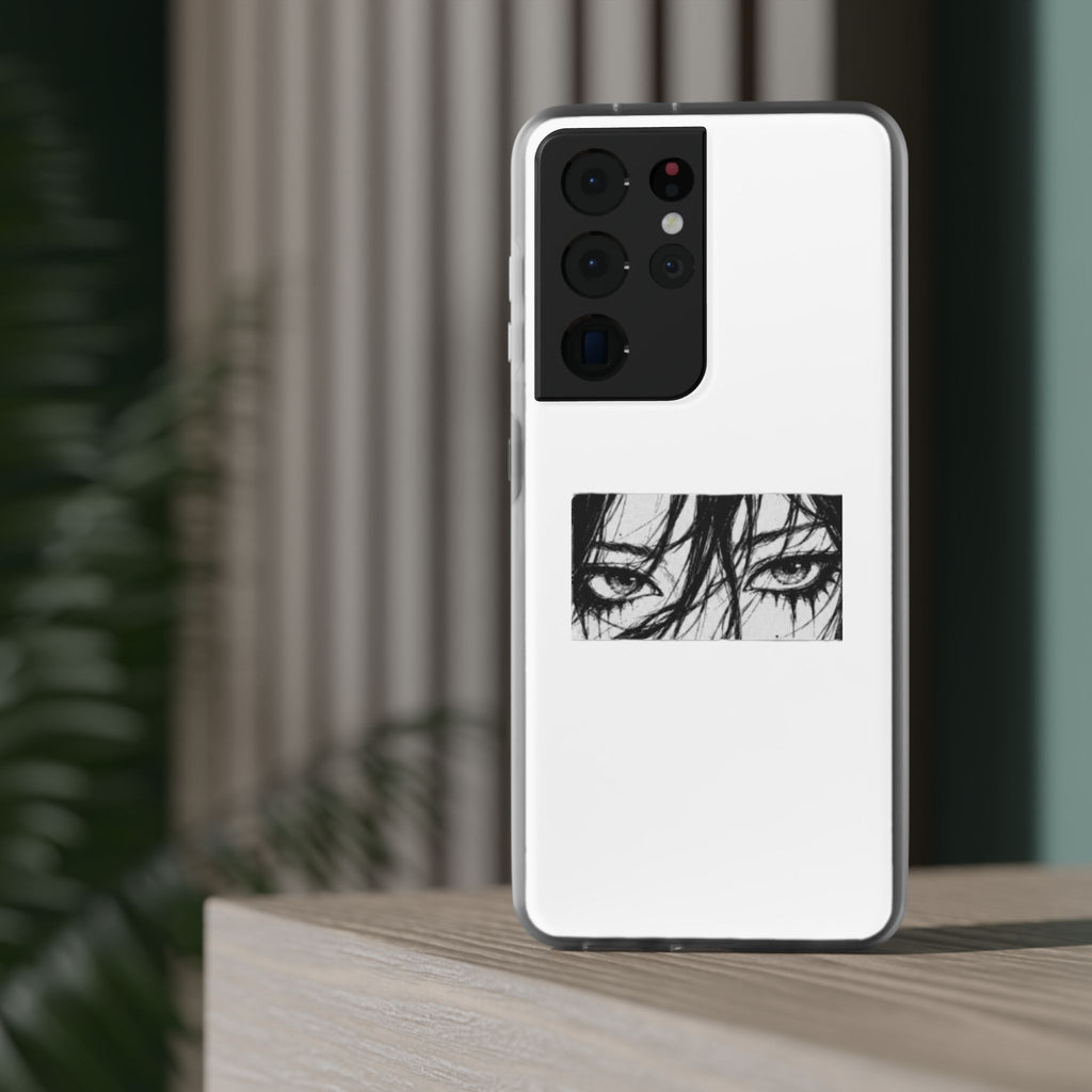 Anime Eyes Illustration Phone Case - Moody Black & White Flexi Case