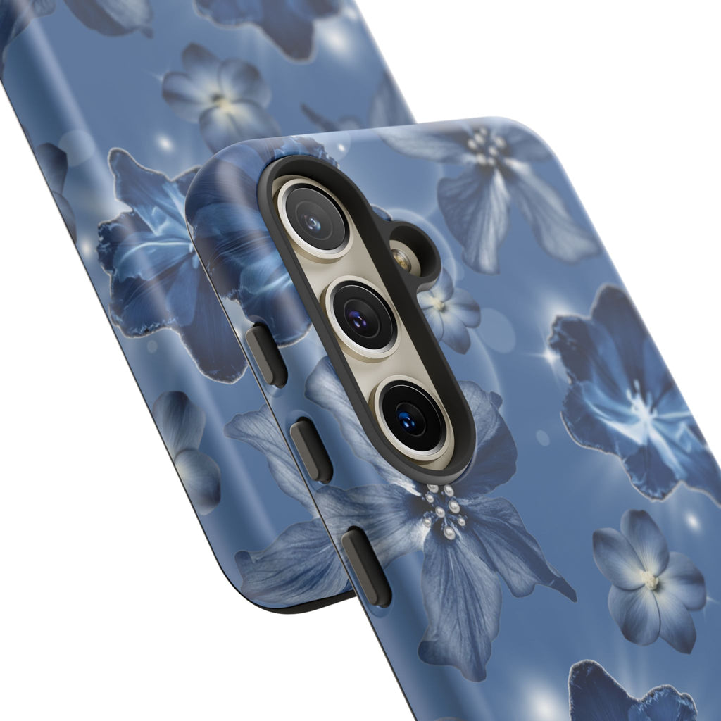 Blue Floral Tough Phone Case — Protective Blossom Design
